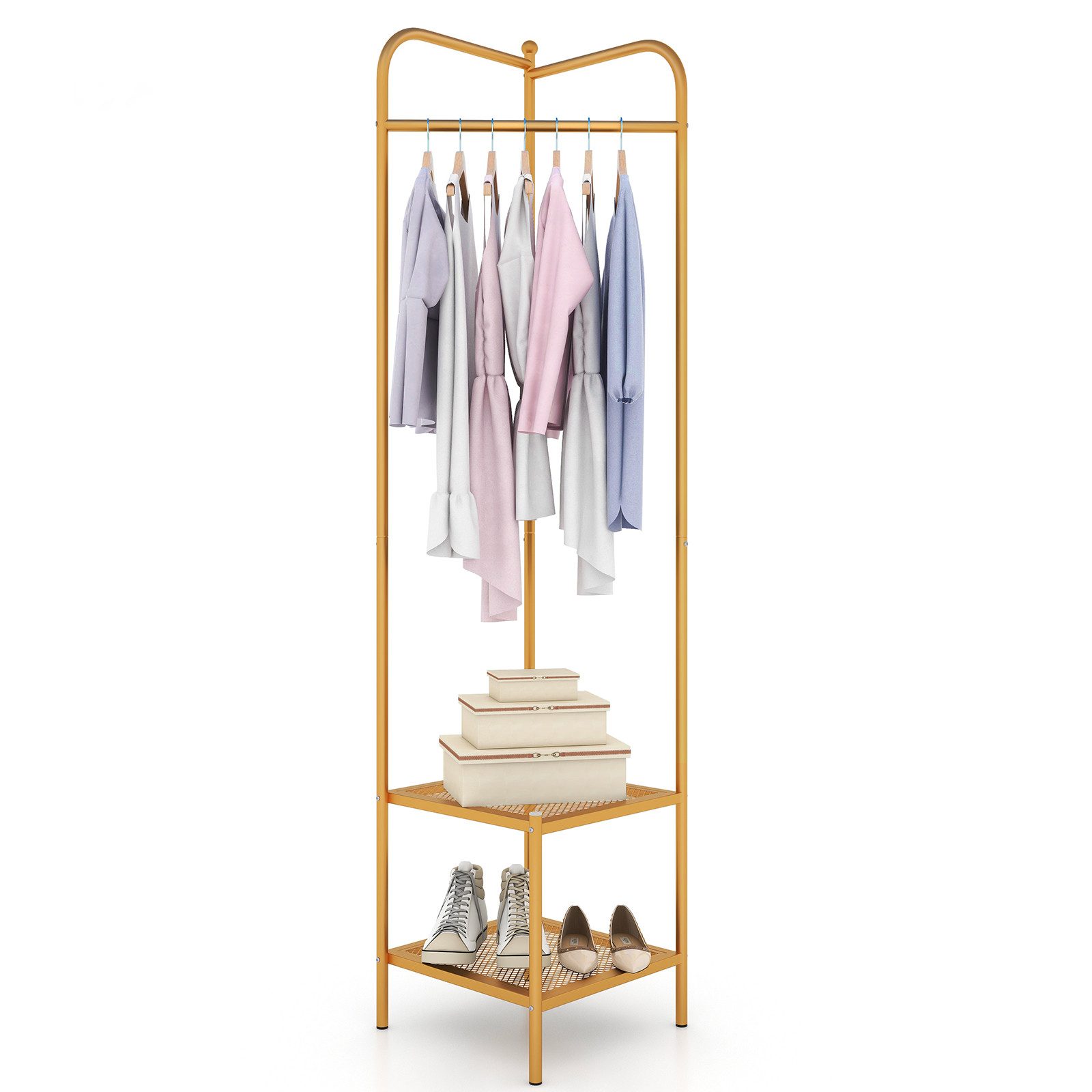 COSTWAY Kleiderständer, (1 St), Eck-Garderobenständer, Eckgarderobe, mit Re günstig online kaufen