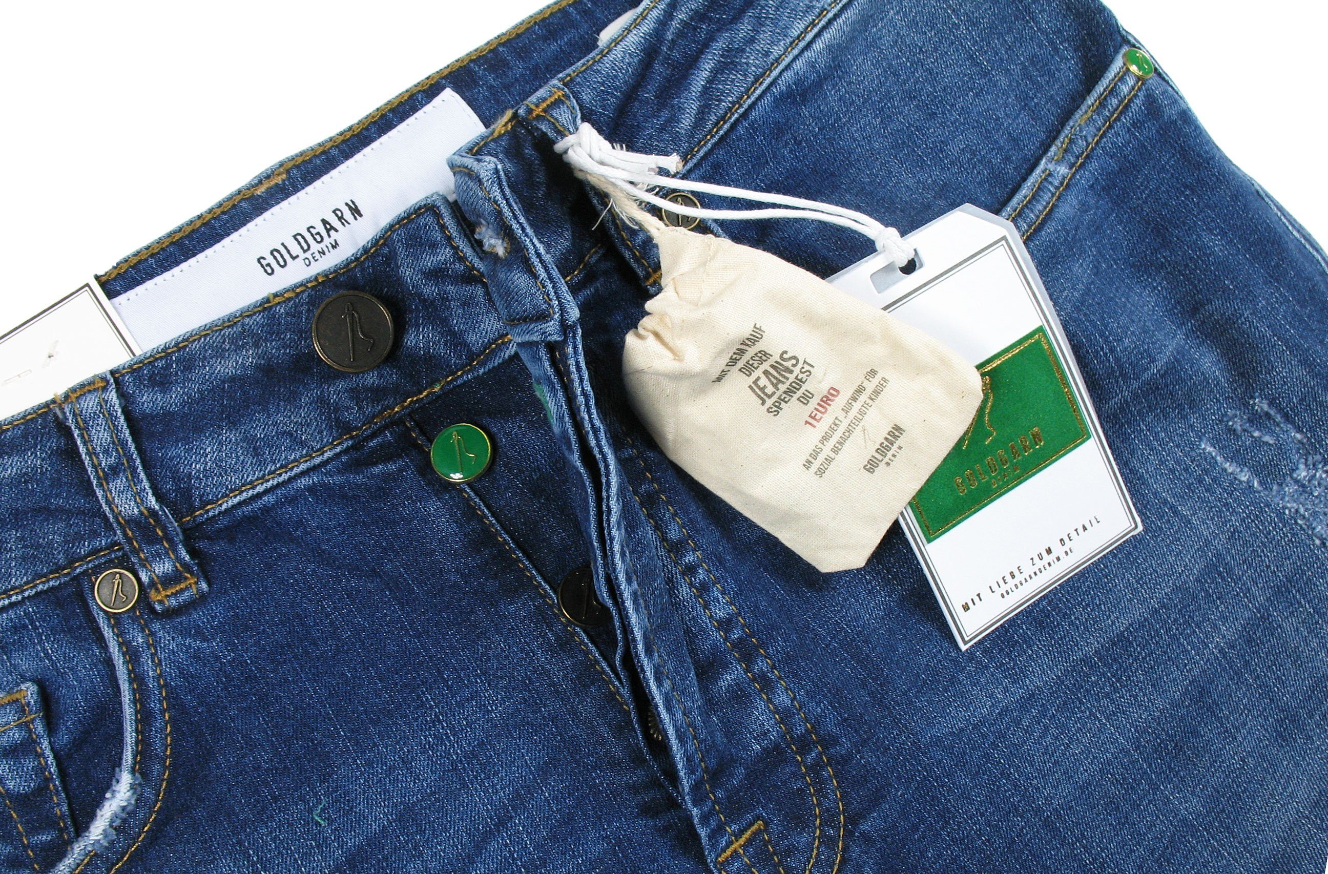 Goldgarn 5-Pocket-Jeans Herren U2 Slim Fit distressed Denim