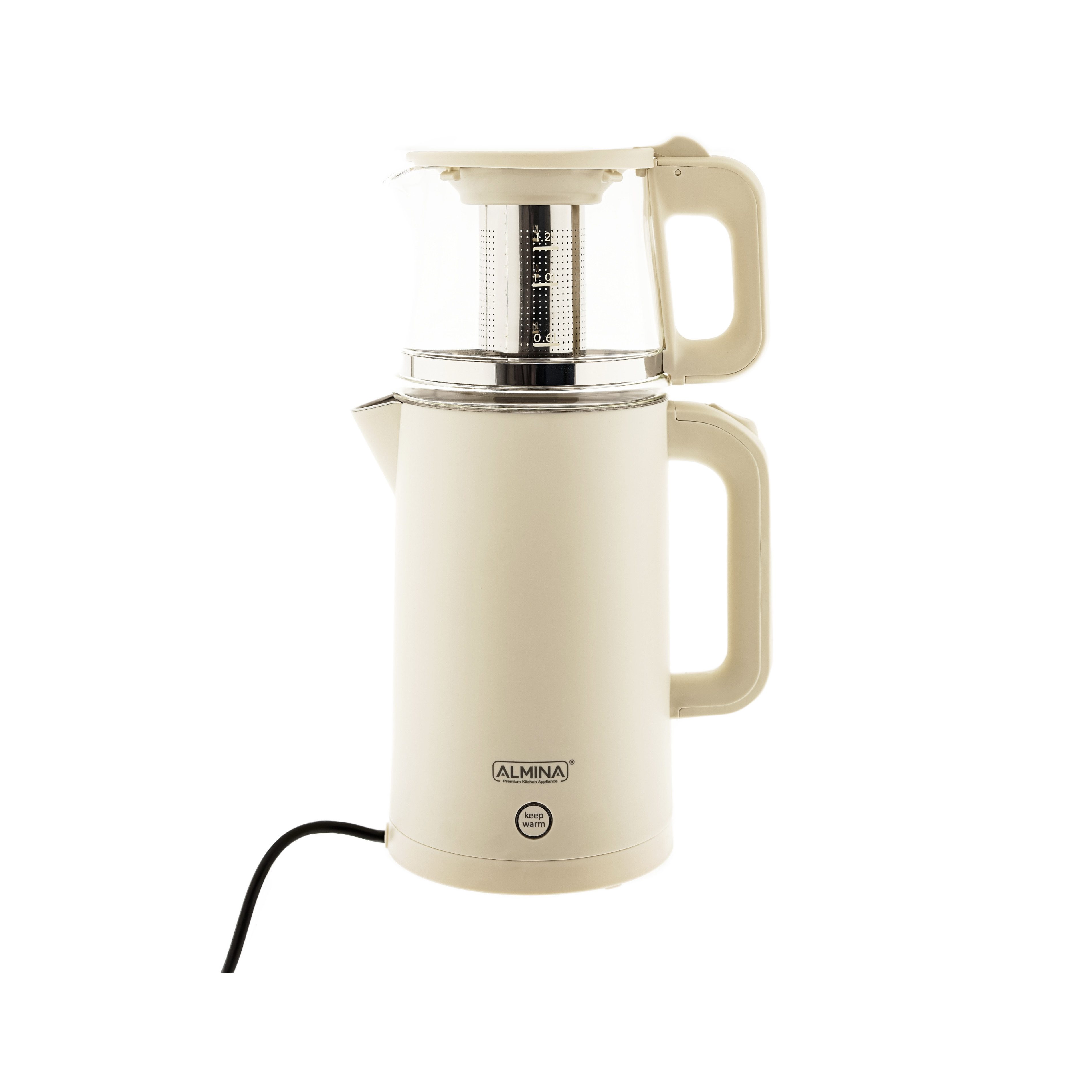 Almina Wasser-/Teekocher Demly, 1800 W, 2-in-1 Wasserkocher mit Teekanne, 1,7 L + 1,2 L