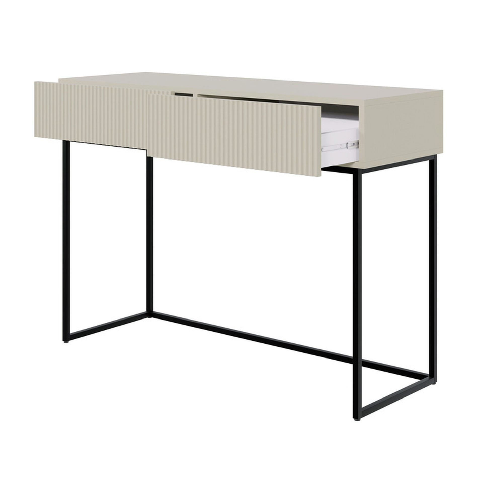 Selsey Schminktisch VELDIO, 2 Schubladen mit geriffelten Fronten, Metallgestell, 110 cm breit