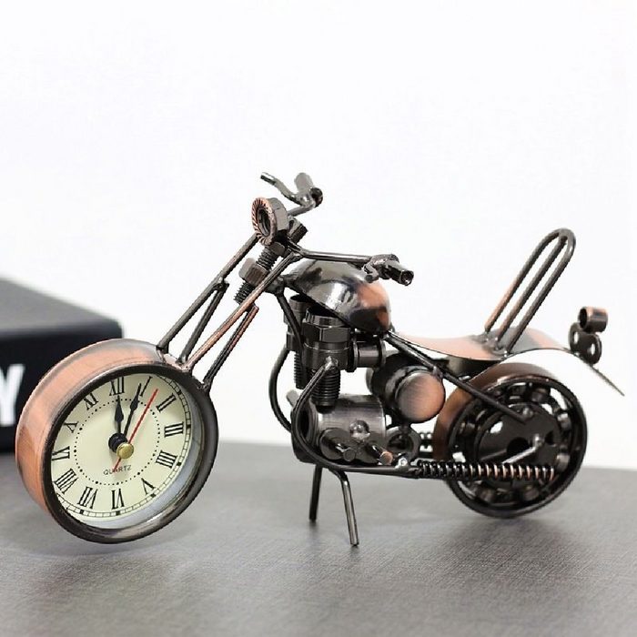 JOKA international Tischuhr Motorrad mit Uhr - Tischuhr ideal für Motorradfans Uhr für den Schreibtisch Weckfunktion