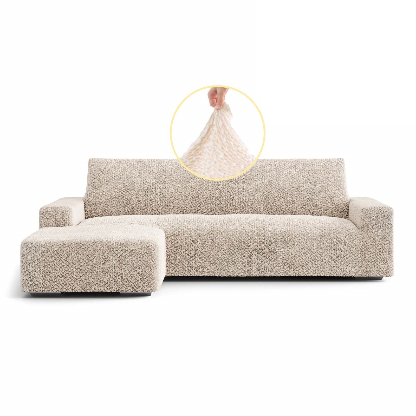 Sofahusse luxuriöser und edler Sofabezug für L-Form mit Ottomane, Paulato  by GA.I.CO, italienische Handarbeit, Samt-Kollektion - gemütlich und  flauschig