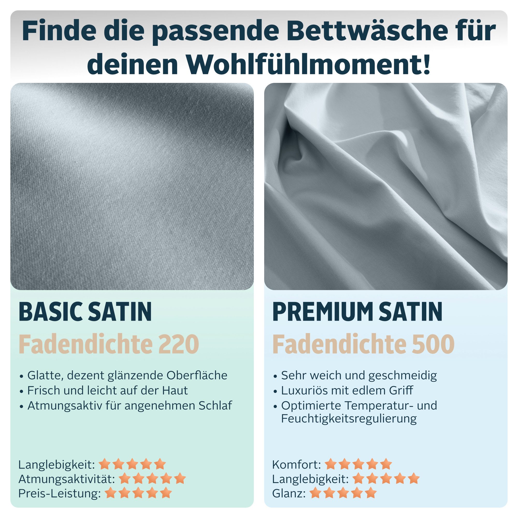 OTTO home Bettwäsche Mila in verschiedenen Premium Qualitäten, Satin (TC 500), 2 teilig, zeitlos elegante Uni Bettwäsche ab Gr. 135x200 cm – Bild 4 von 5