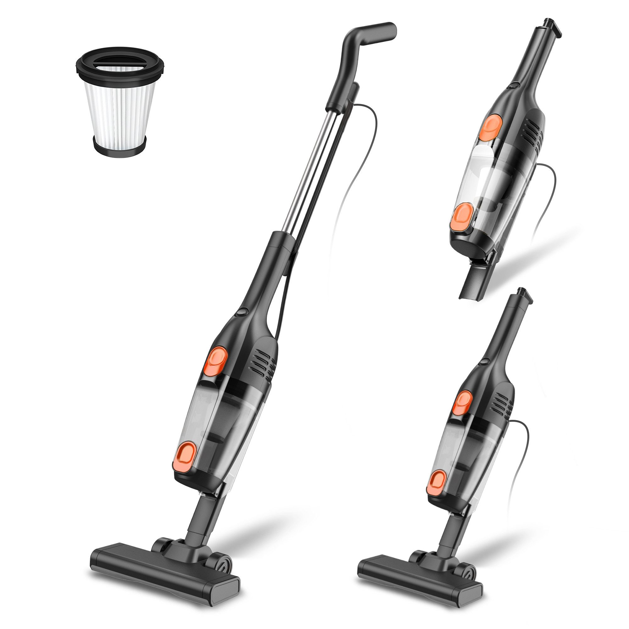 INSE Hand-und Stielstaubsauger INSE, 600 W, beutellos, 20Kpa Saugkraft, 600W Motor, 1,66kg leicht, Verstellbar&Selbststehend