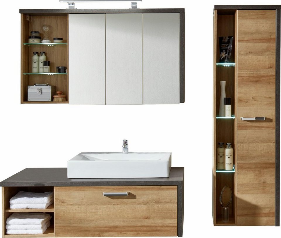 Trends Badmöbel trendteam Badmöbel Set Bay 4 tlg mit Anschlagdämpfern