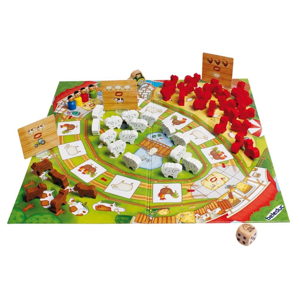 beleduc Spiel Happy Farm, Kinderspiel Bauernhof Brettspiel ab 3 Jahren