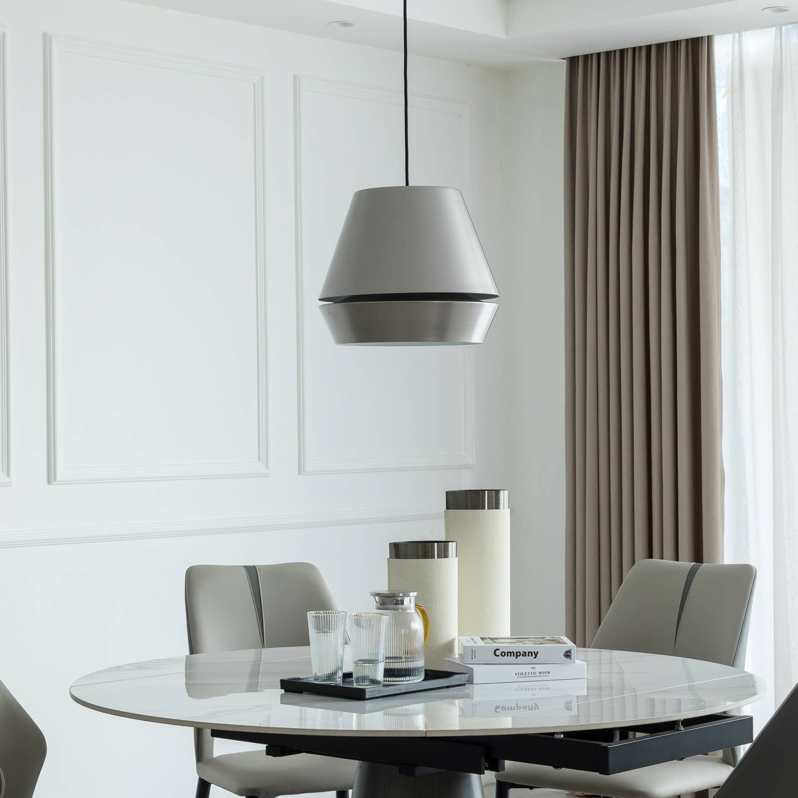 Lucande Hängeleuchte Mynoria, LED, Metall, Alu warmweiß IP20, LED 10,5 W gesamt, warmweiß