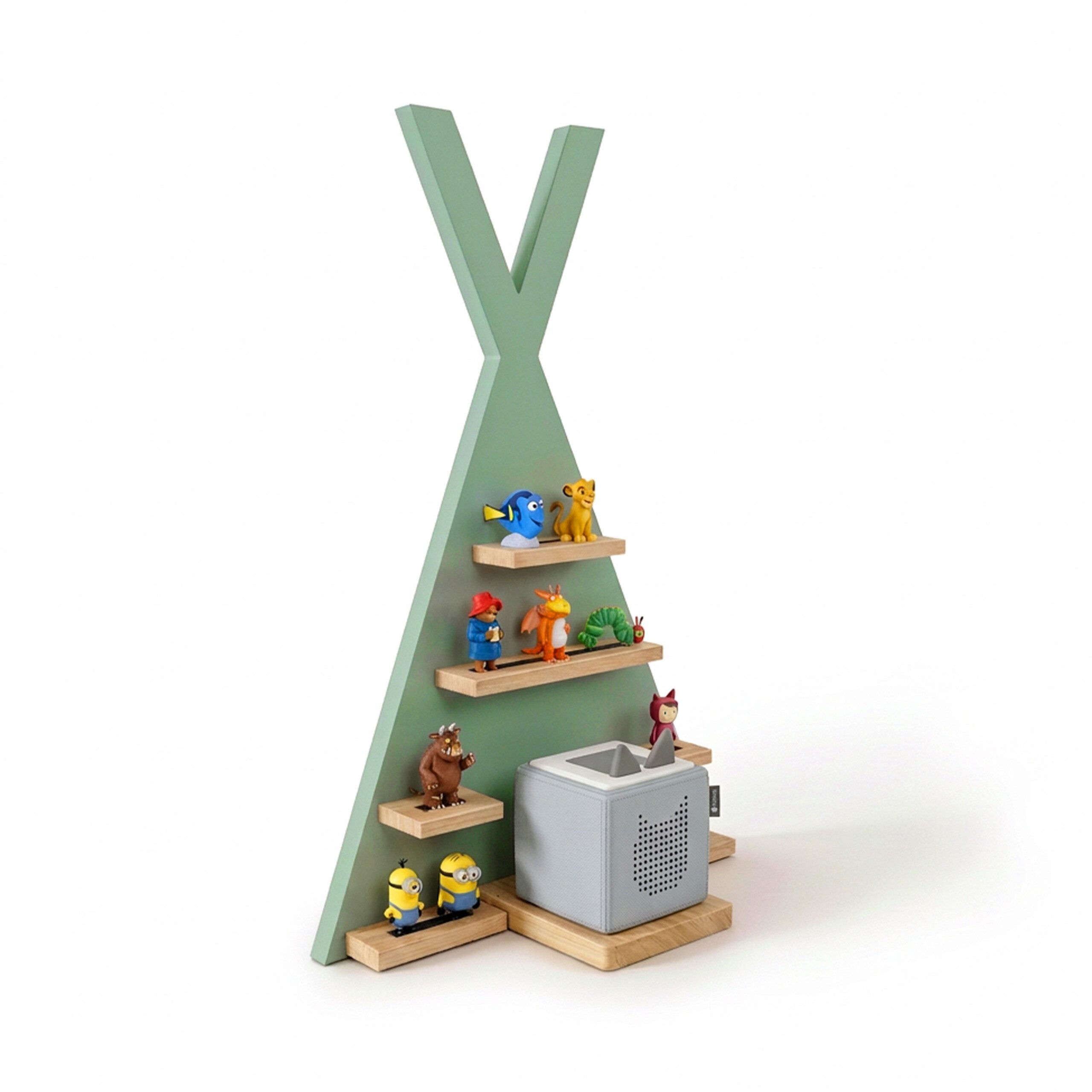 relaxdays Kinderregal Toniebox Regal Zelt, 1-tlg., salbei.