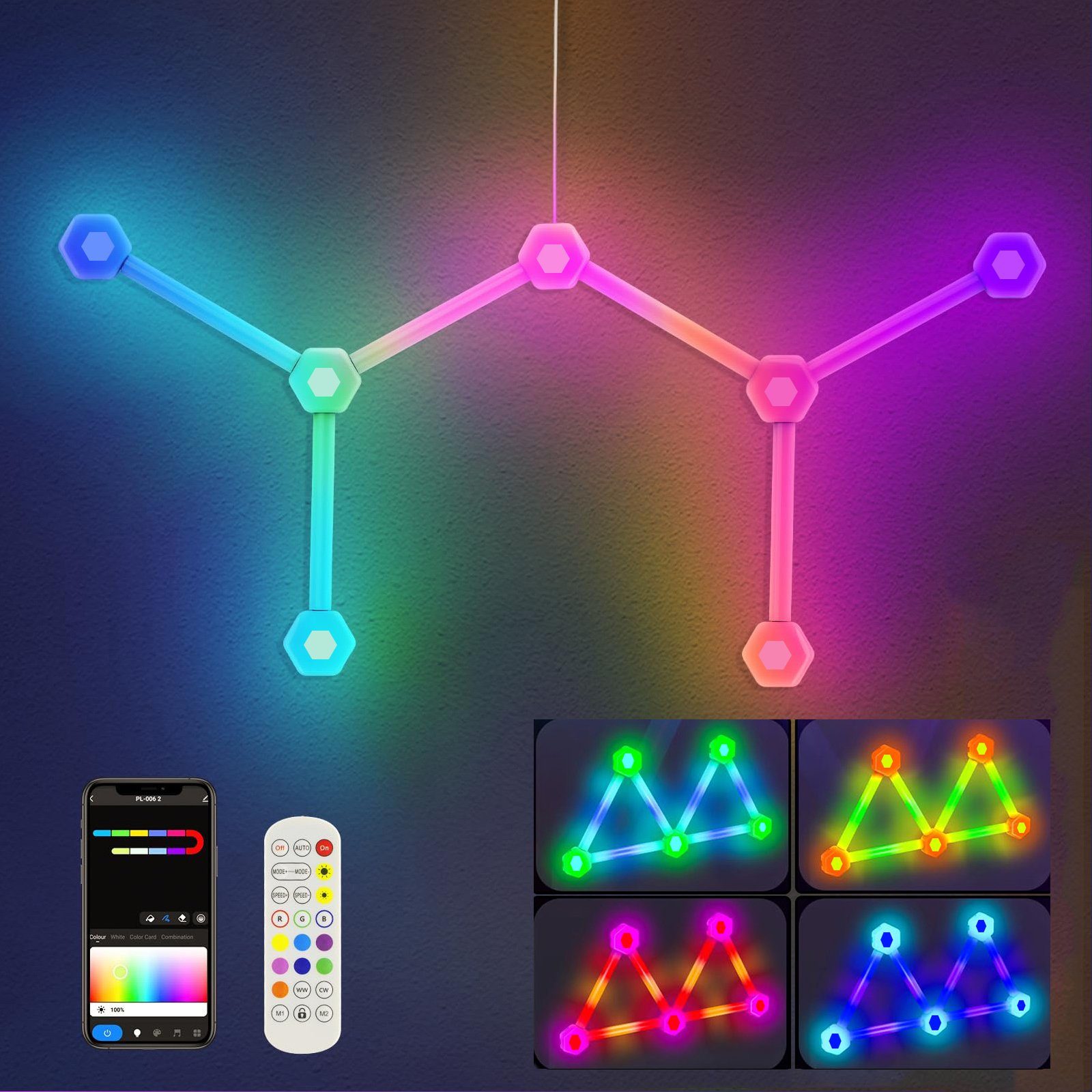 LED Dekolicht RGB WIFI Gaming Wandleuchte, Musik-Sync Mehrfarben, DIY LED Lightbar