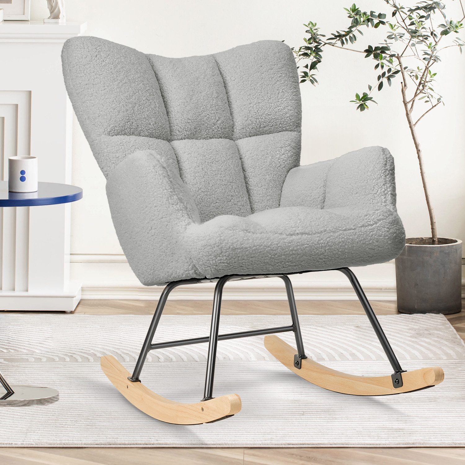 HawthyHome Schaukelstuhl gepolstert Relaxsessel für Wohnzimmer Schlafzimmer günstig online kaufen