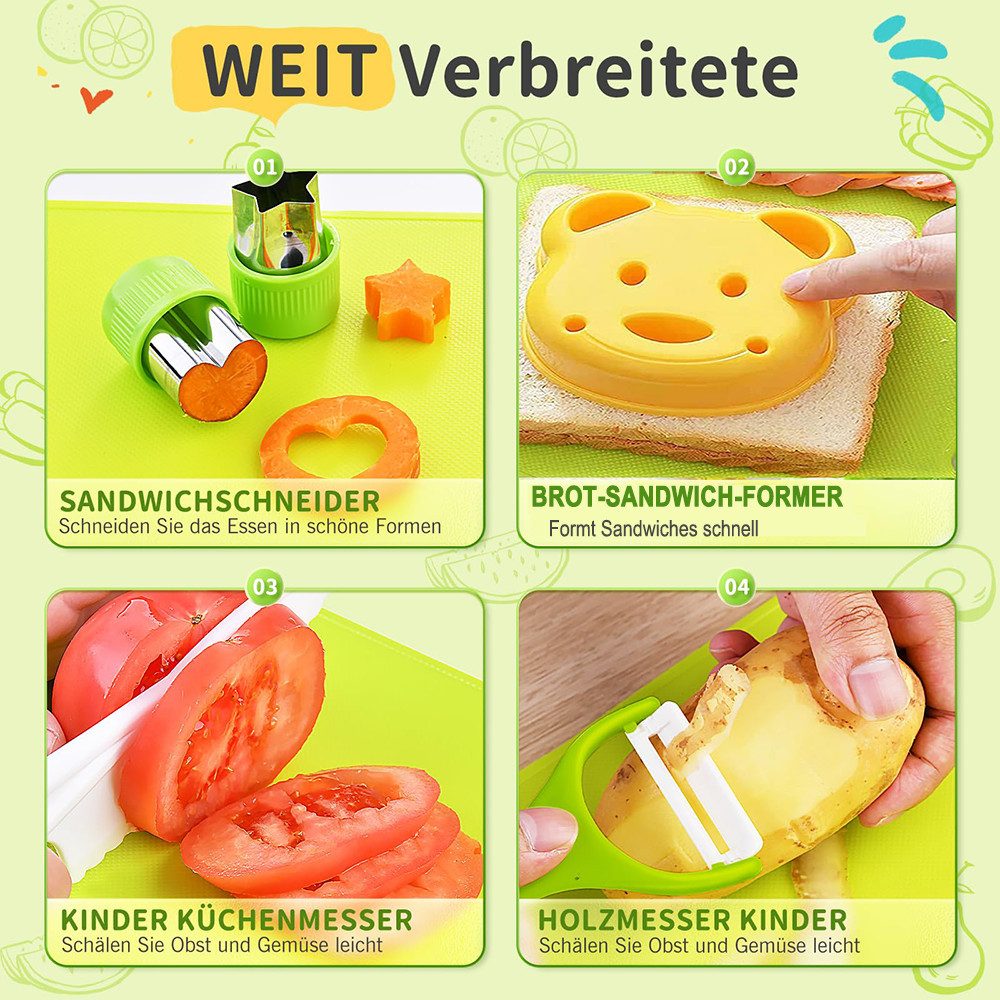 CLTYQ Kinderkochmesser 17 teiliges Kindersicheres Küchenmesser für Echtes Kochen, Messer für Kinder, BPA-frei, Montessori Messer, kinder kochset – Bild 4 von 5