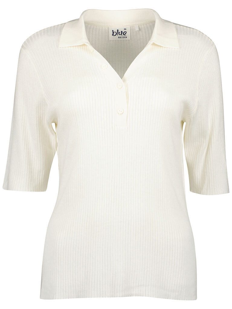 Blue Seven 3/4 Arm-Pullover Damen Pullover Unifarben mit offenem Polokragen günstig online kaufen