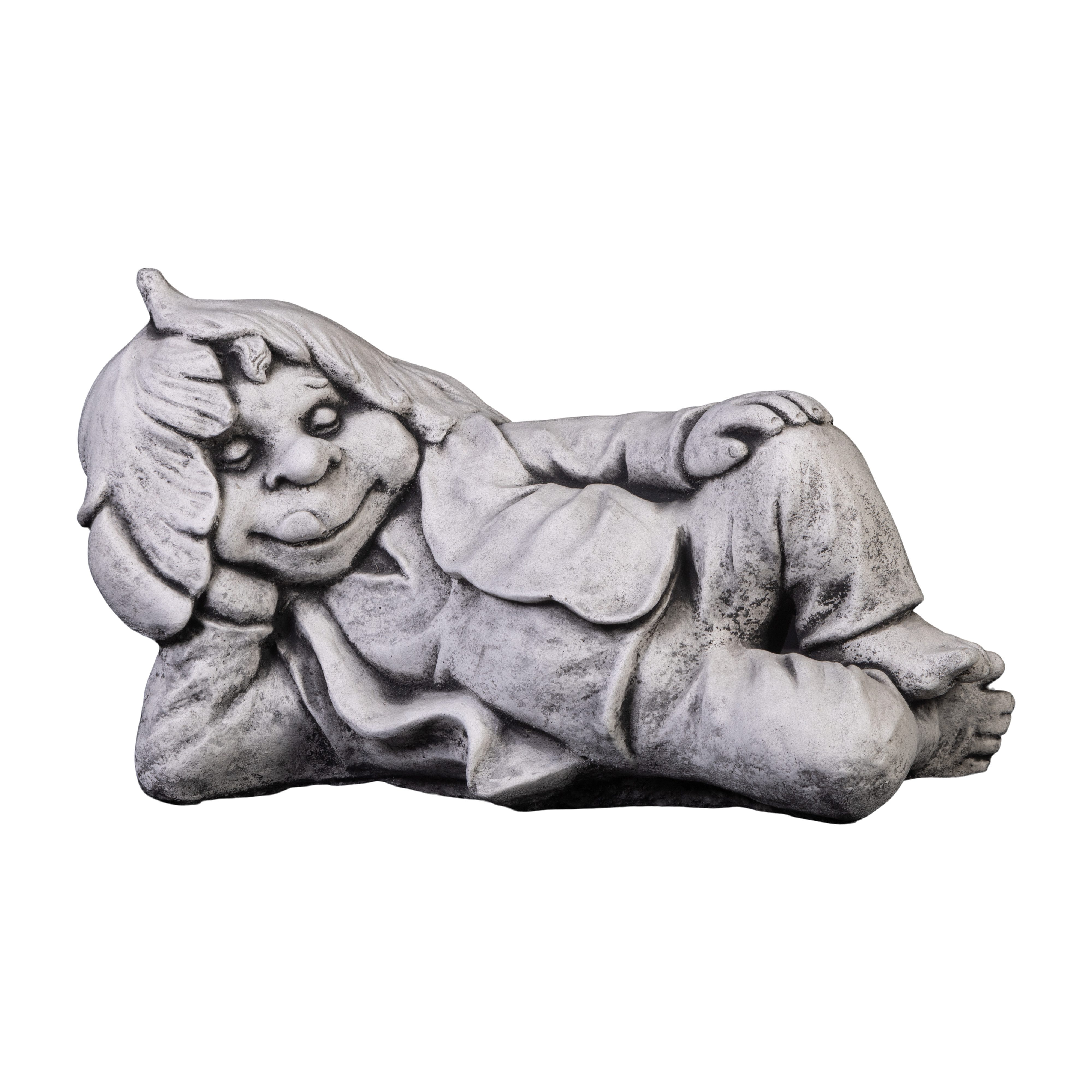 gartendekoparadies.de Gartenfigur Gnom Träumer, Steinfigur, H. 24 cm, 11 kg, Frostsicher