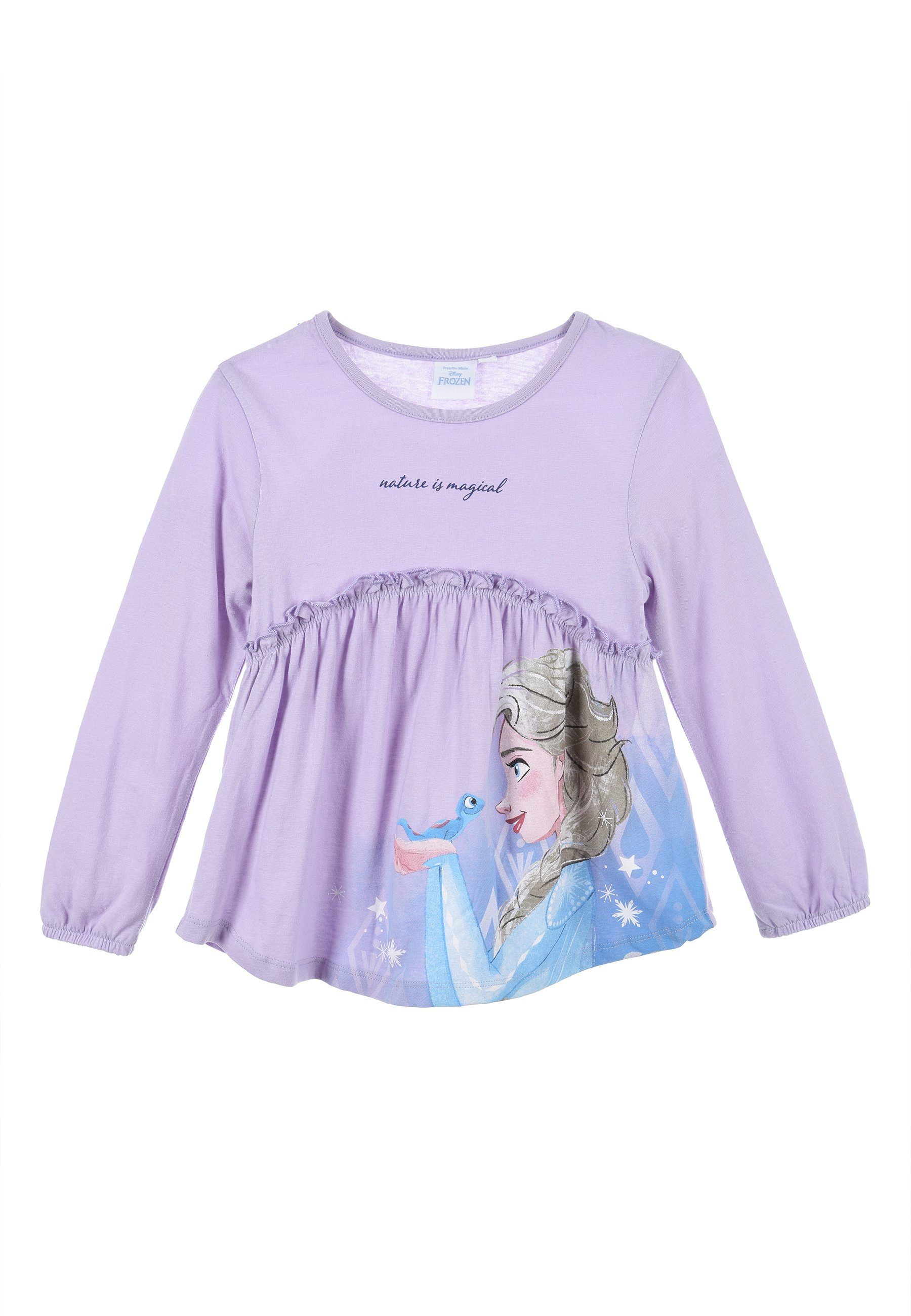 Langarmshirt Langarm-Shirt Frozen Lonsleeve Mädchen Eiskönigin Disney Die Lila Elsa