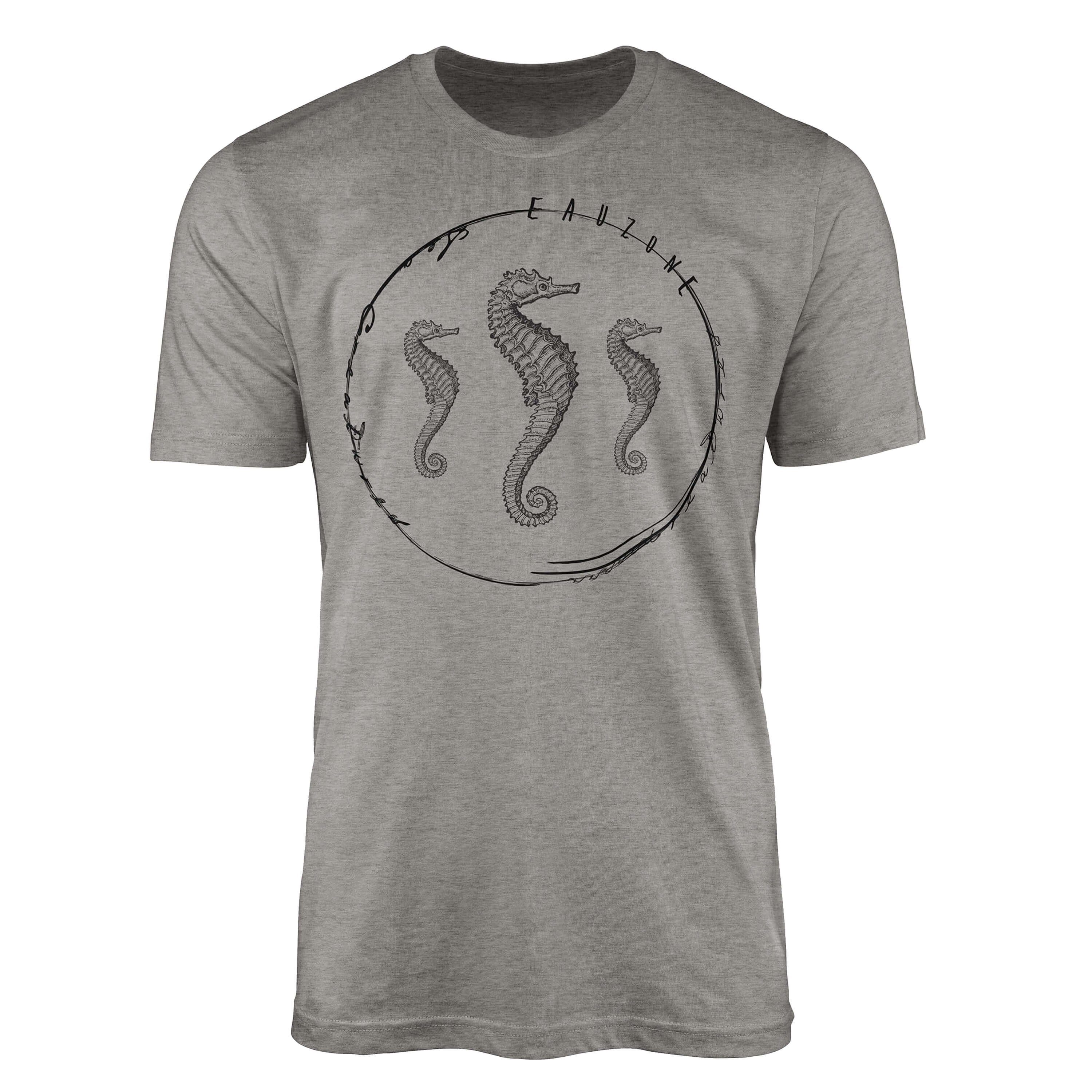 Sinus Art T-Shirt T-Shirt Tiefsee Fische - Serie: Sea Creatures, feine Struktur und sportlicher Schnitt / Sea 042 Ash