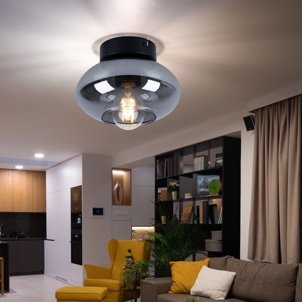 GLOBO LIGHTING Kugelleuchte, Leuchtmittel nicht inklusive, Deckenlampe Rauchglas Deckenleuchte Glas Rauchglas Deckenleuchte