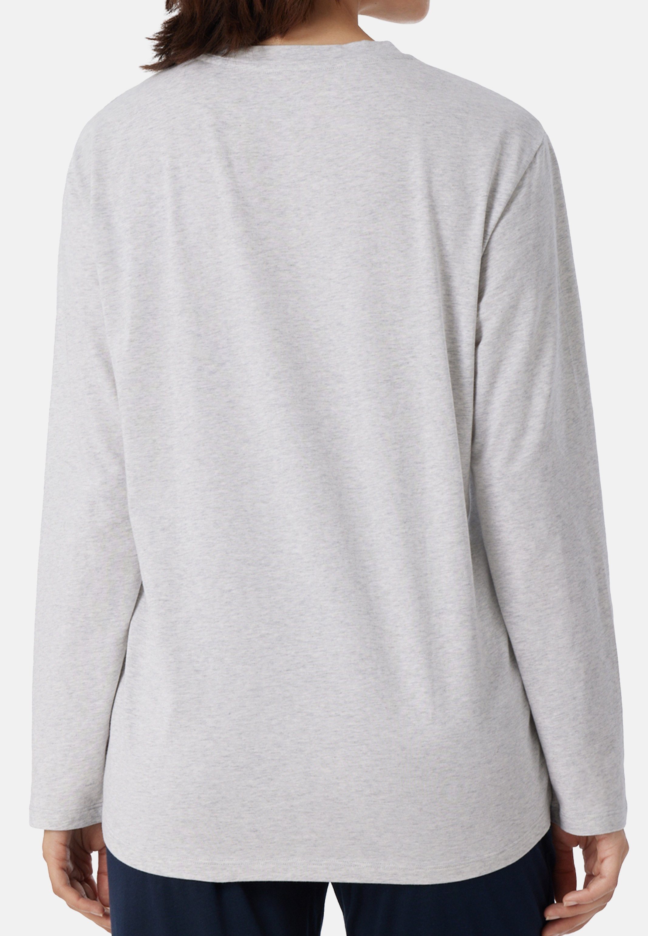 Grau-Melange langarm (1-tlg) Shirt Schiesser Organic Pyjamaoberteil Cotton Mix Schlafanzug - & Baumwolle Relax -
