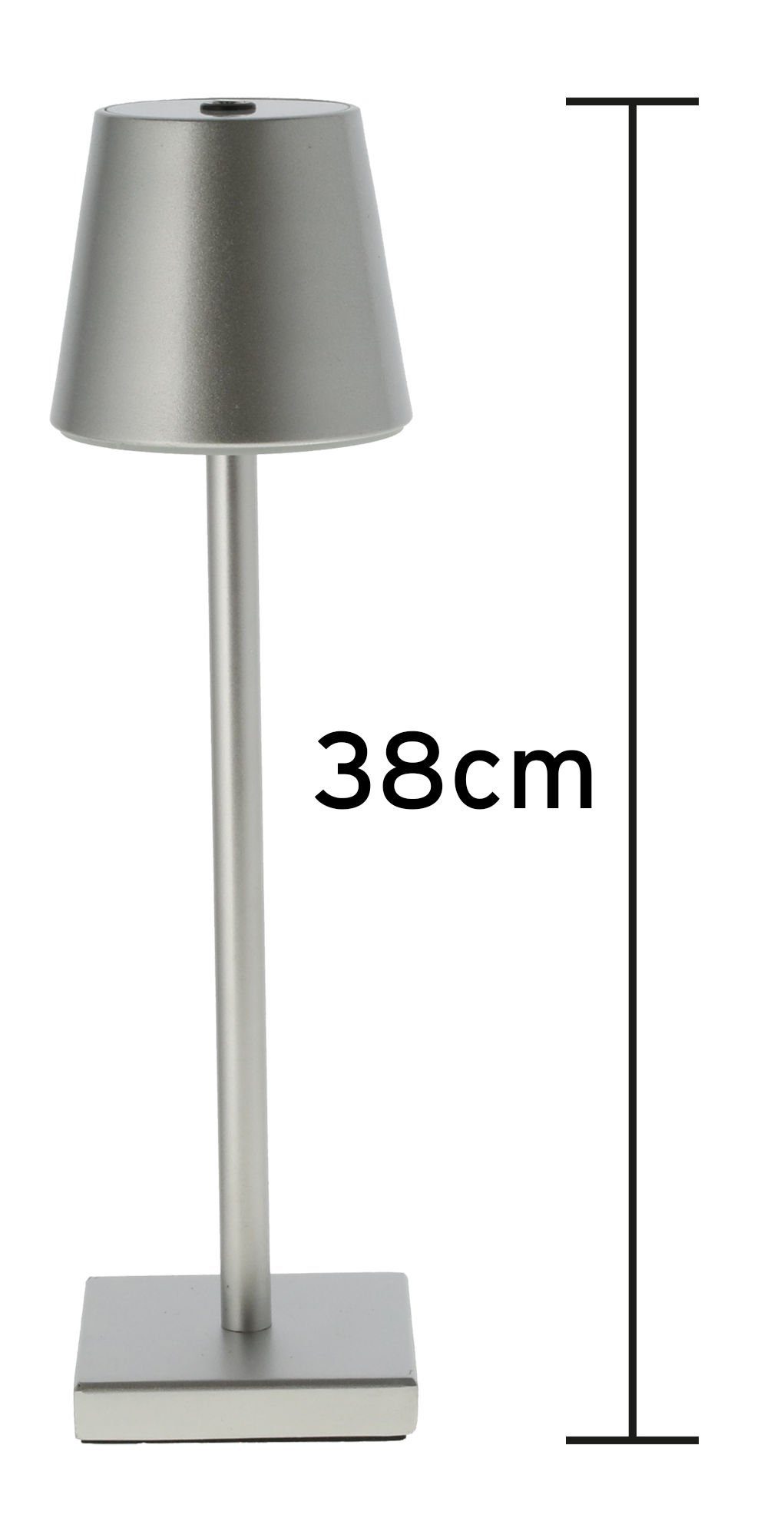 H silber, weiß, warm LED für wiederaufladbar Außen Metall 38 Touch Spetebo LED - Leuchte Tischleuchte fest Tischleuchte weiß und Helligkeitsstufen, verbaut, cm Akku warm LED Outdoor Innen - mehrere