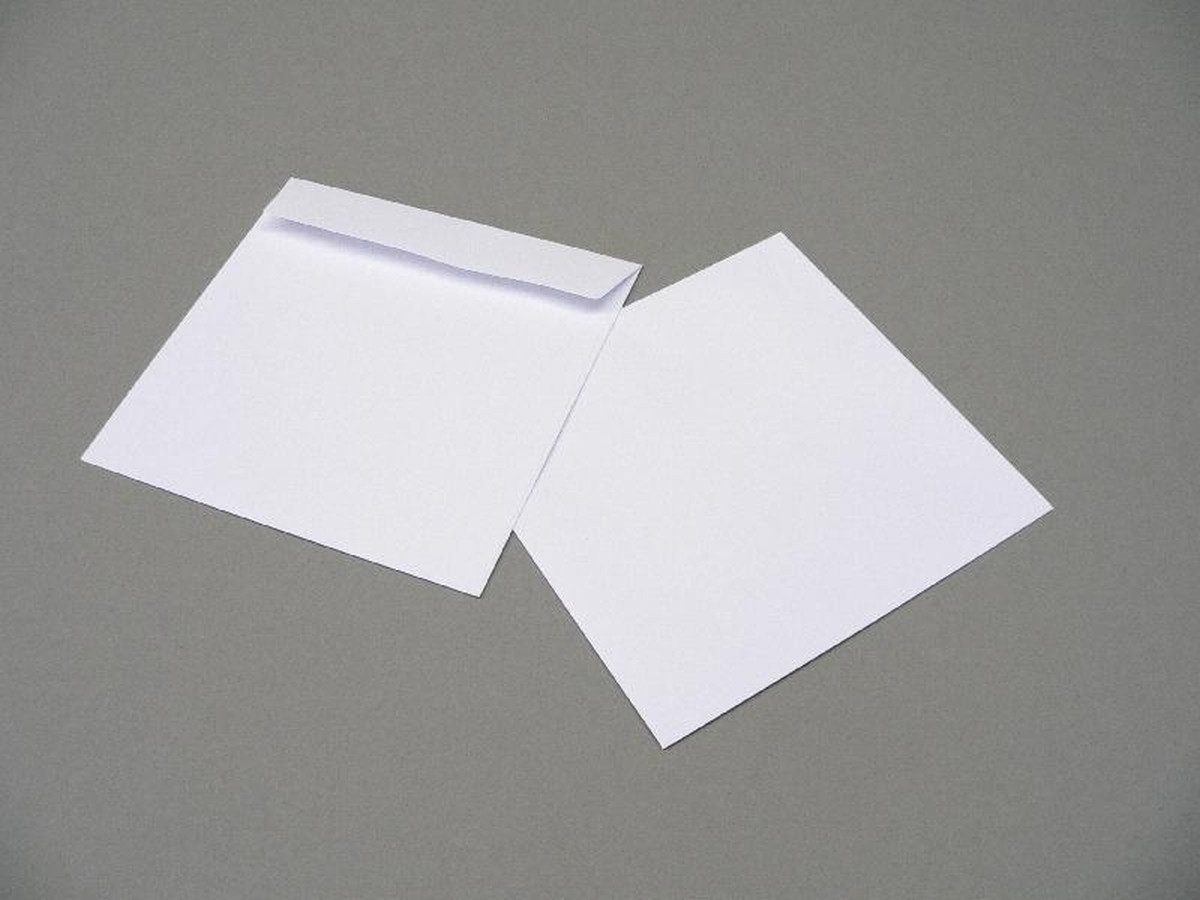 Blanke Briefhüllen Briefumschlag Briefumschläge 190x190mm 100g/qm haftklebend VE=100 Stück weiß.