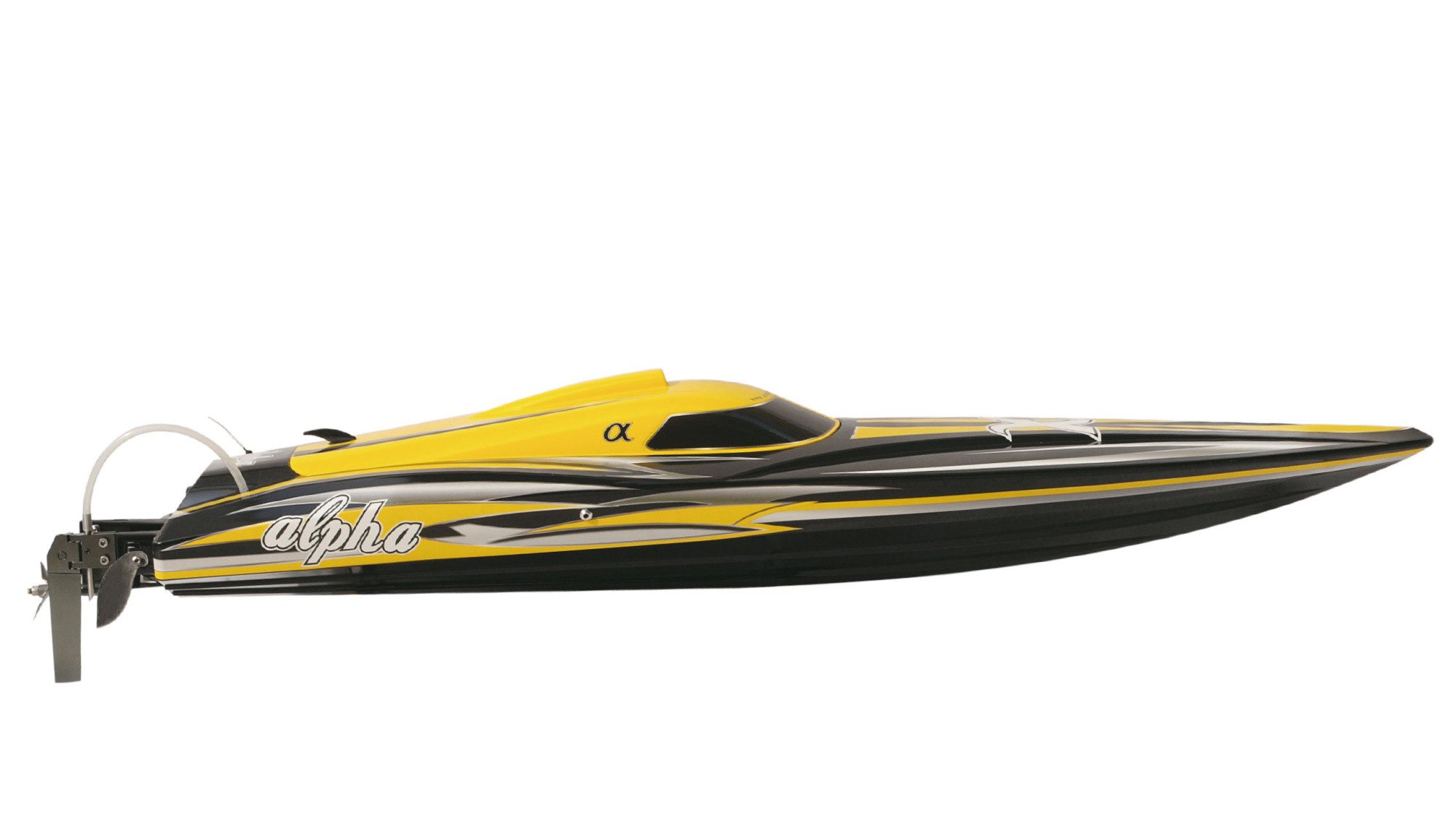 RC-Bagger Amewi Speed Rennboot ALPHA 1060mm 4-6S yellow "ALPHA Flame Scheme"