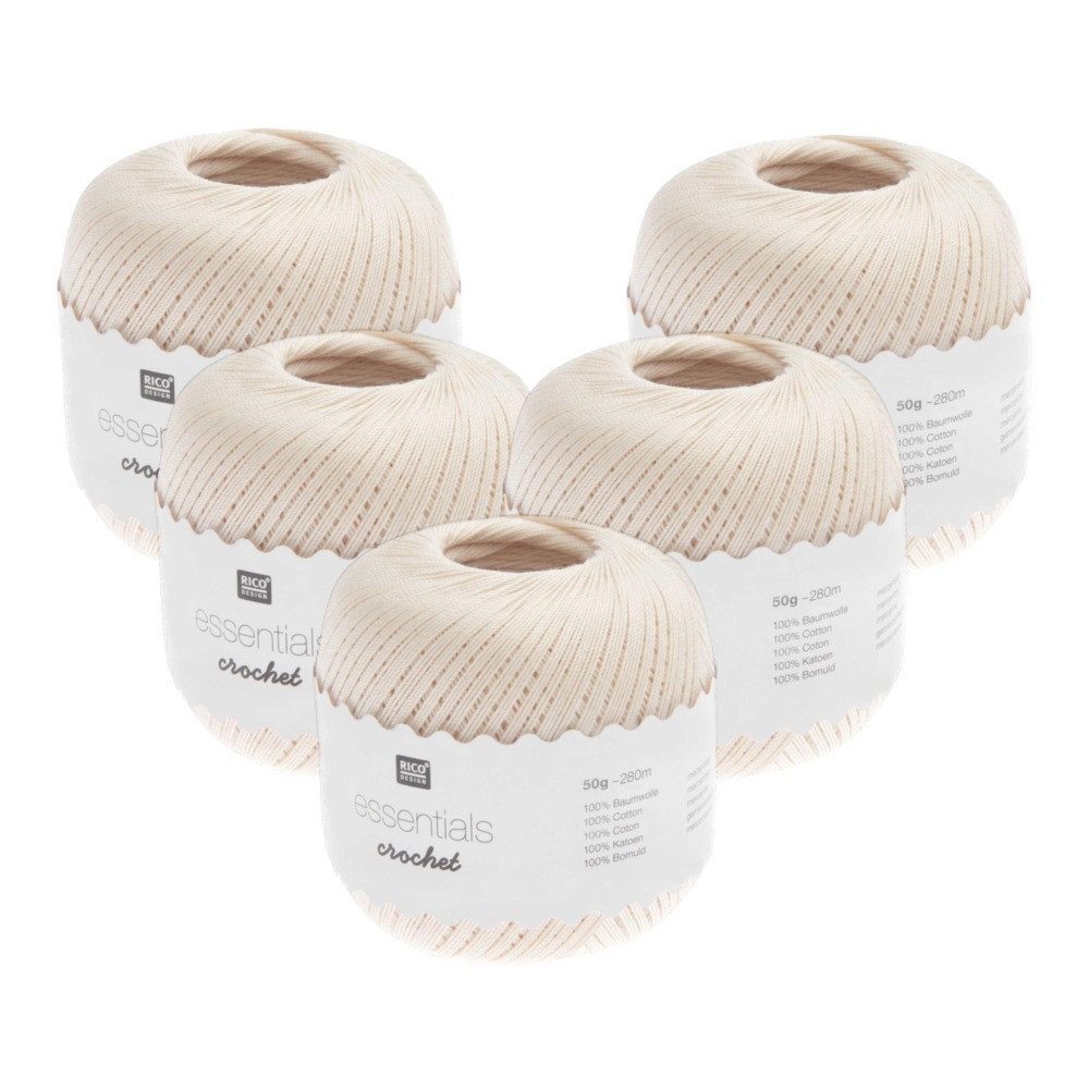 Rico Design 5 x RICO ESSENTIALS CROCHET Häkelwolle, 560 m
