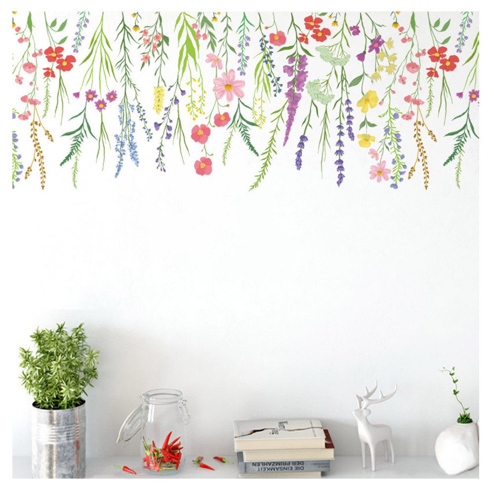 Agger Wandsticker 2er Set Wandtattoo Blumen,Boho Wandsticker, wilde Blumen, 30x60cm (1 St), Selbstklebend, wasserfest,für Mädchenzimmer, Schlafzimmer, Flur, Küche