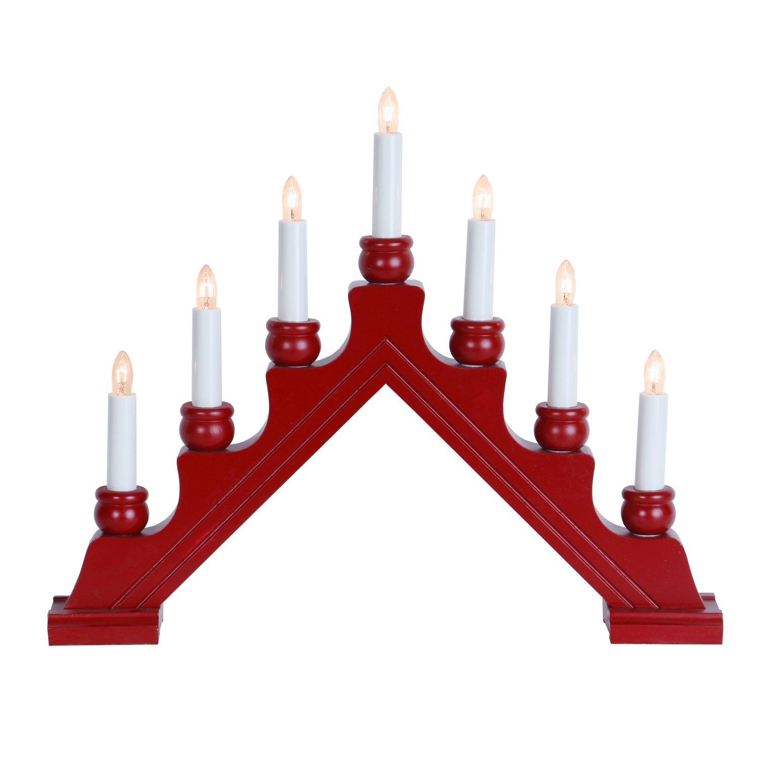 STAR TRADING Оконная люстра Lichterbogen Schwibbogen Weihnachtsleuchter 7-flammig Schalter rot, Glühlampe, warmweiß (2100K bis 3000K)