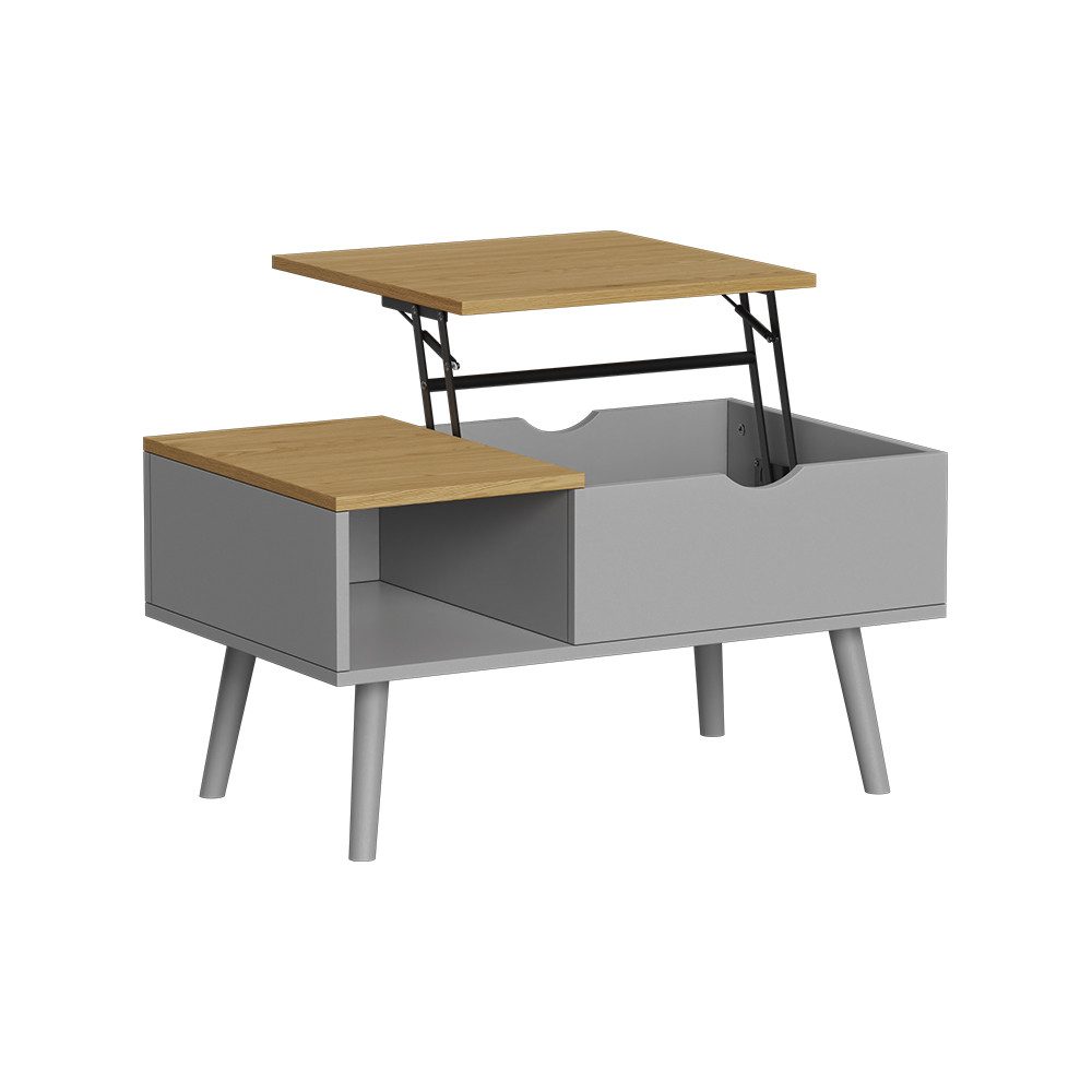 Vicco Couchtisch Stora, Grau/Eiche, 76 x 45 cm mit Liftfunktion (1-St)