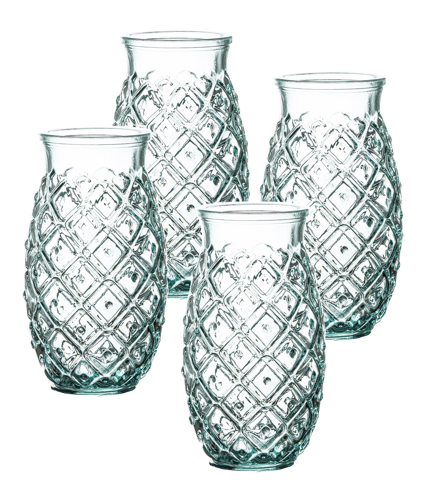 BigDean Cocktailglas set Trinkgläser im Ananas-Look 700 ml - Made in Spain, 4-tlg., Recyceltes Glas, Robust & Dickwandig, Spülmaschinenfest, 100% Recycling Glas