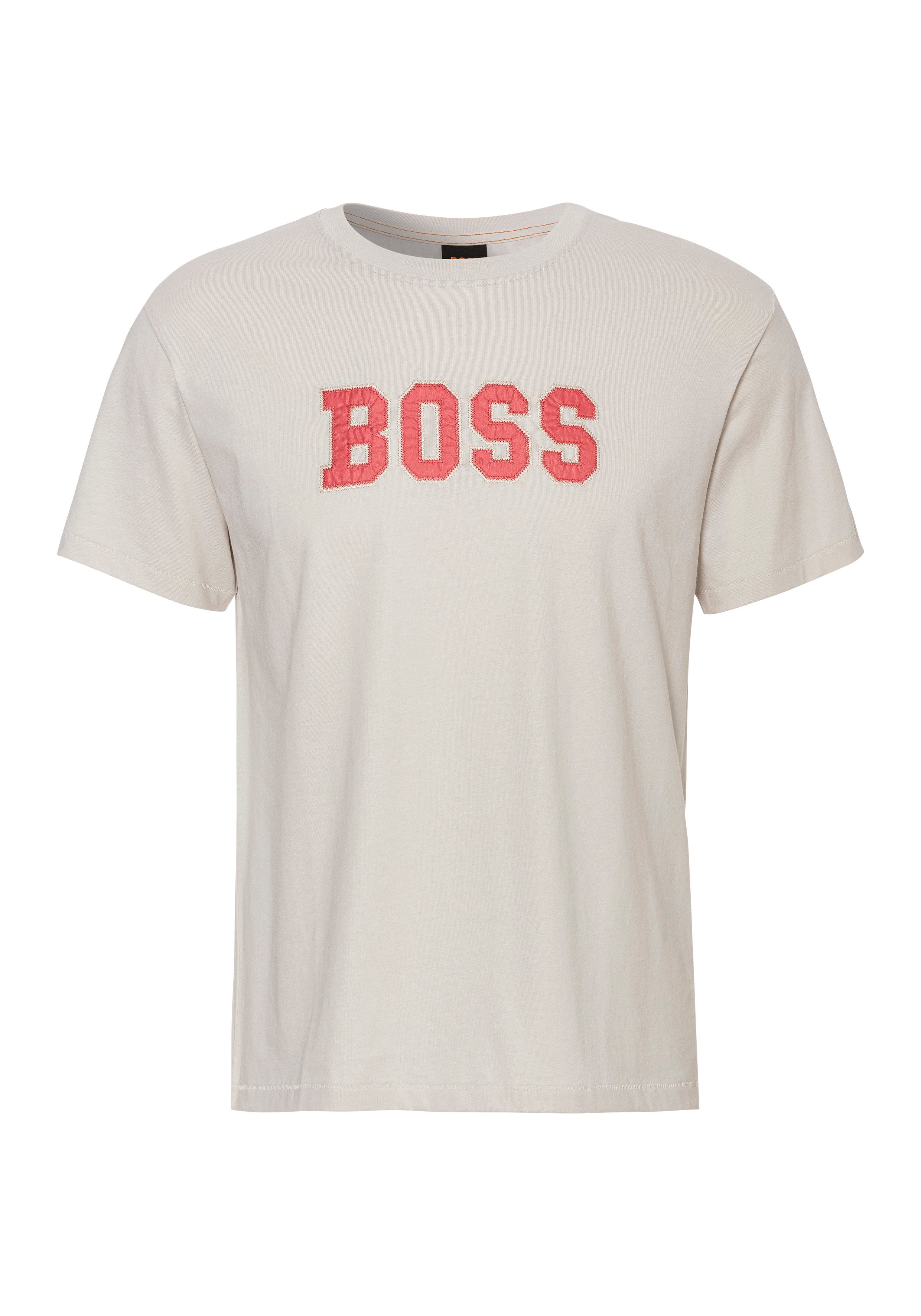 BOSS ORANGE T-Shirt C_Emil mit BOSS-Logostickerei creme