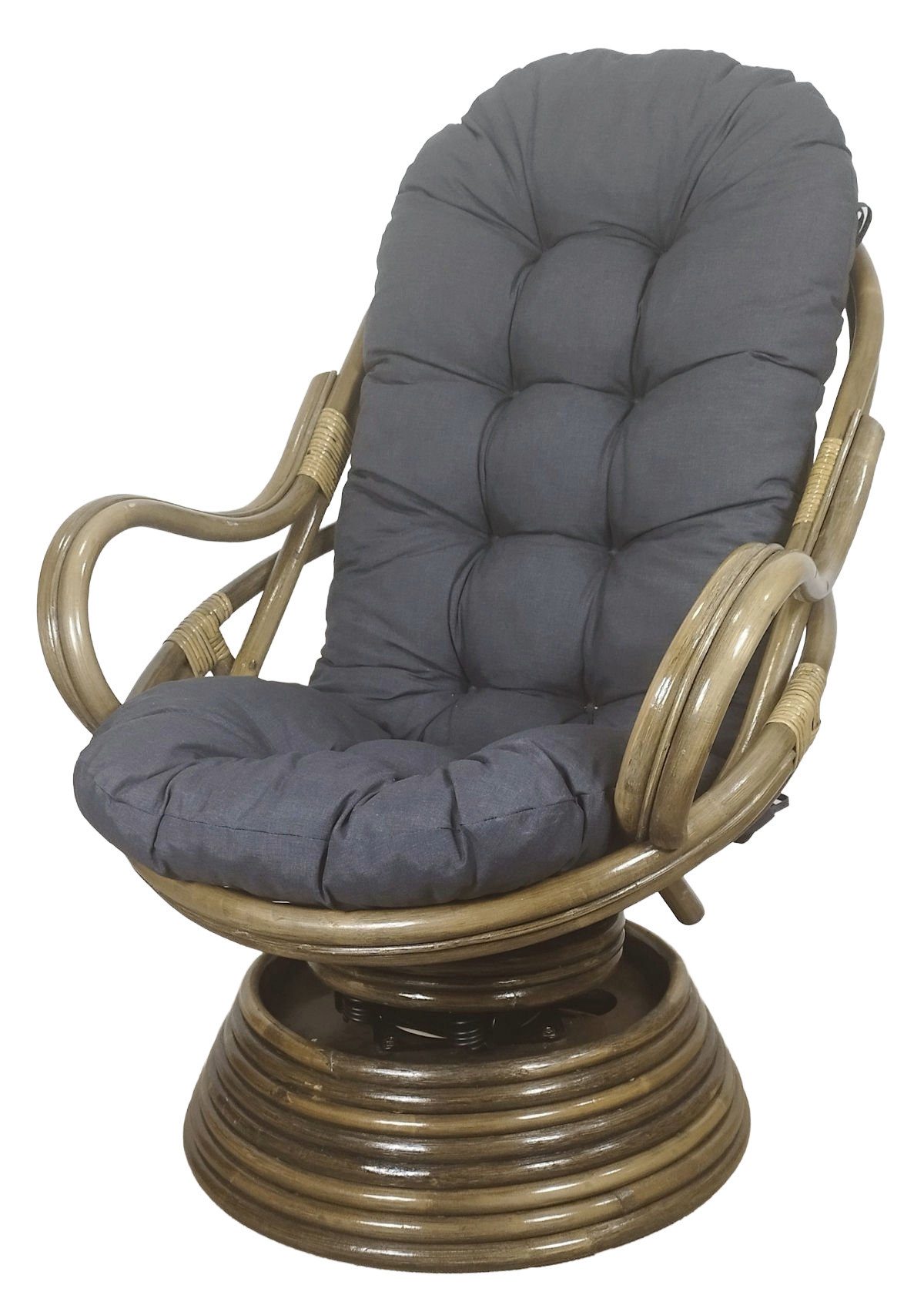 Rattani Rattanstuhl Rattan Drehsessel, Drehwippsessel Linda Fb. darkbrown, Hochwertige Polster in vielen verschiedenen Цвета(ов)