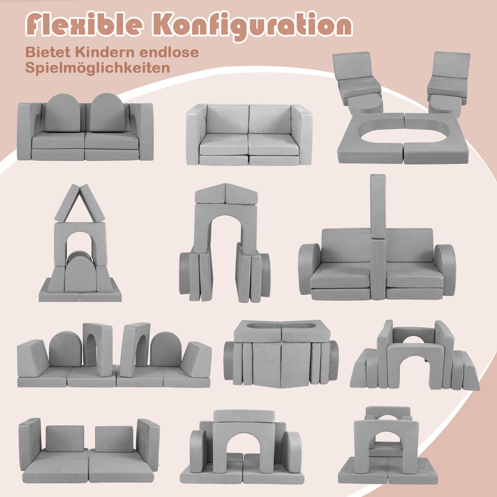 COSTWAY Kindersofa, 8-teilig Modulares Spielsofa aus günstig online kaufen