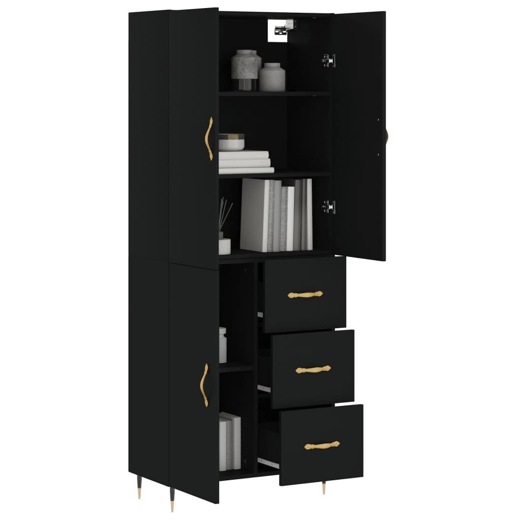 cm Hochschrank Highboard vidaXL Schrank Kleiderschrank Schwarz 69,5x34x180 Holzwerksto Regal