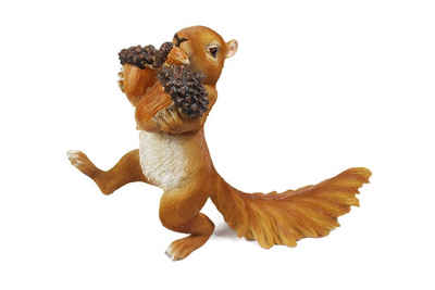 Arnusa Tierfigur Eichhörnchen mit Nüssen Gartenfigur, 21x29x11 cm Gartendekoration Lustig Lebensgroß
