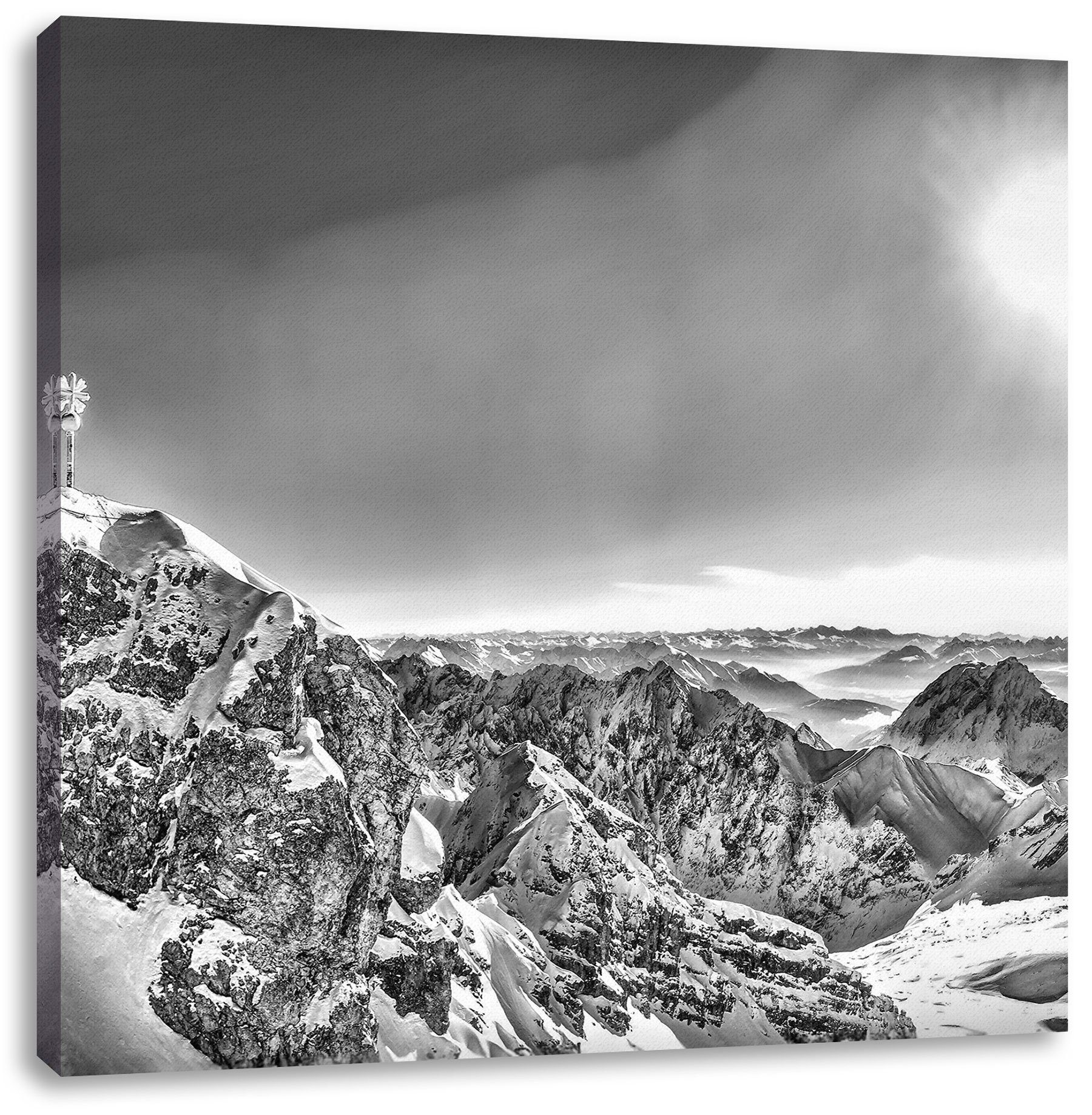 Pixxprint Leinwandbild Zugspitze im Sonnenlicht, Zugspitze im Sonnenlicht (1 St), Leinwandbild fertig bespannt, inkl. Zackenaufhänger | Leinwandbilder