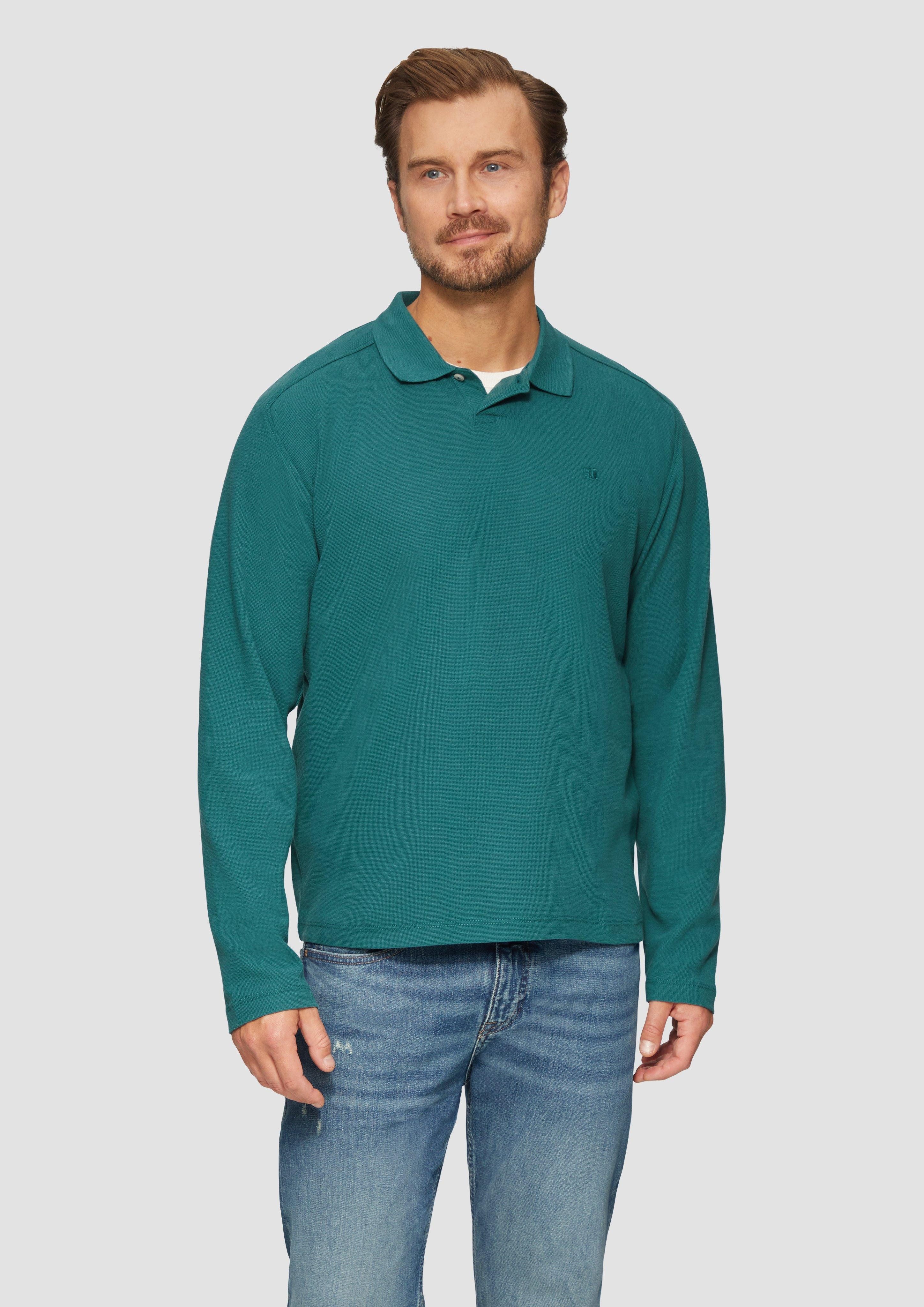 s.Oliver Langarmshirt Poloshirt aus Baumwolle mit günstig online kaufen