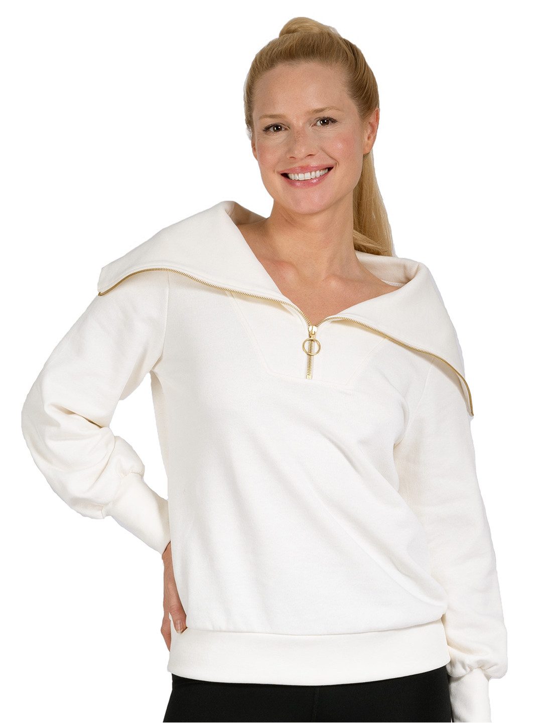 Magadi Yoga & Relax Shirt Nora Troyer aus Sweat-Stoff, mit Reißverschluß