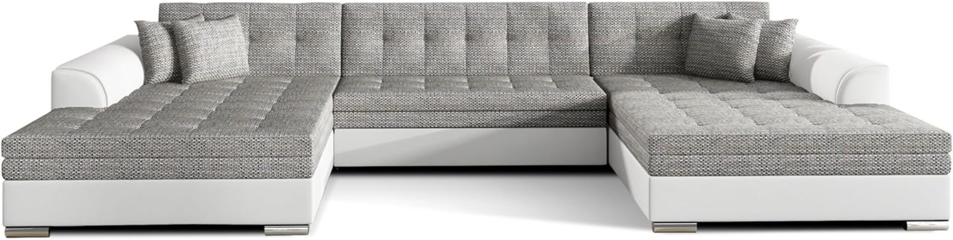 Wohnlandschaft, 17) VITI, mit Weiß Sofa 01 + für Schlaffunktion Wohnzimmer, Wohnlandschaft MOEBLO Schlafsofa Beige U-Form Couch Sofagarnitur (Berlin Eckcouch + Soft