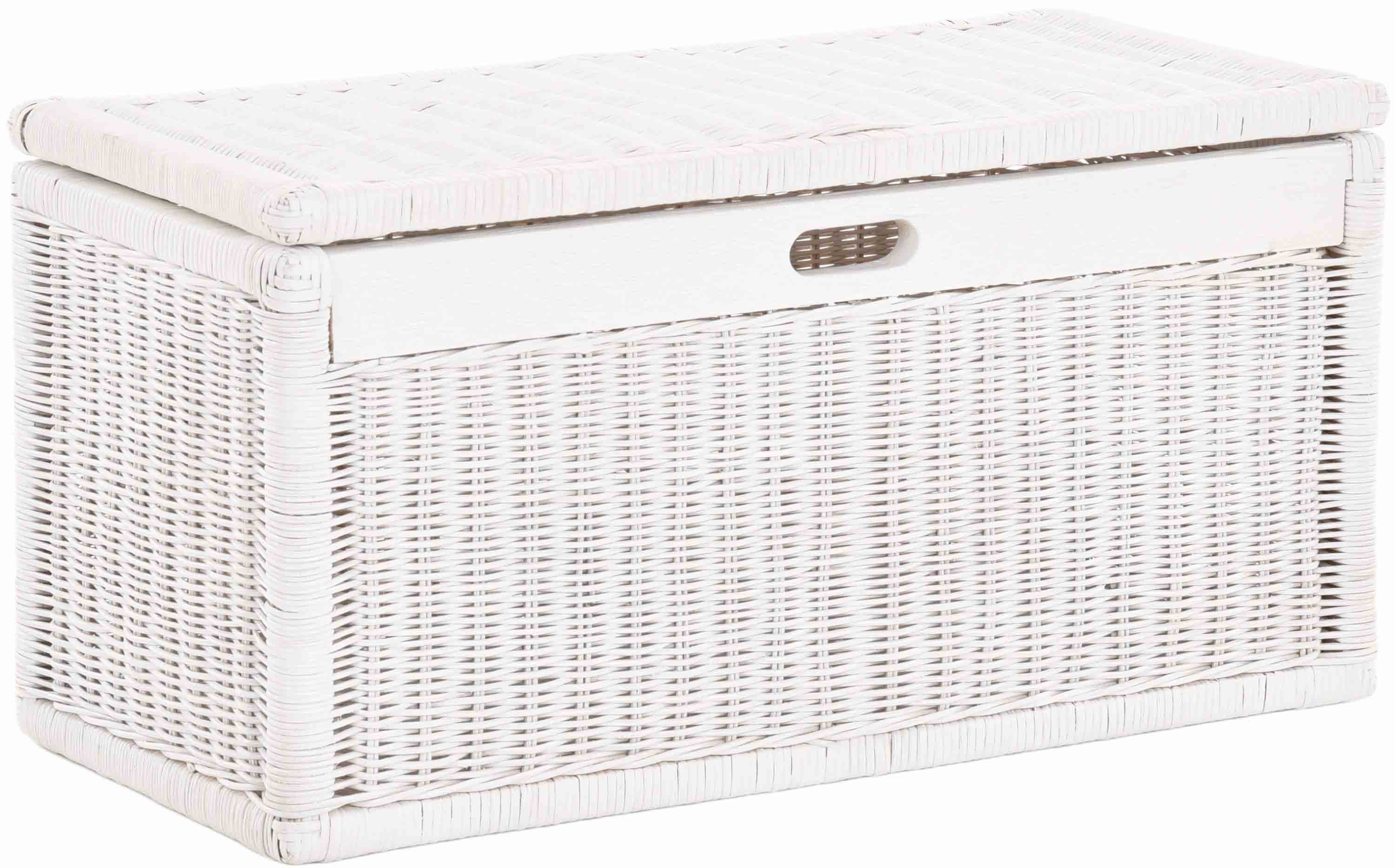 Krines Home Wäschetruhe Korb mit Deckel Rattan geflochten Regalkorb Schrank günstig online kaufen