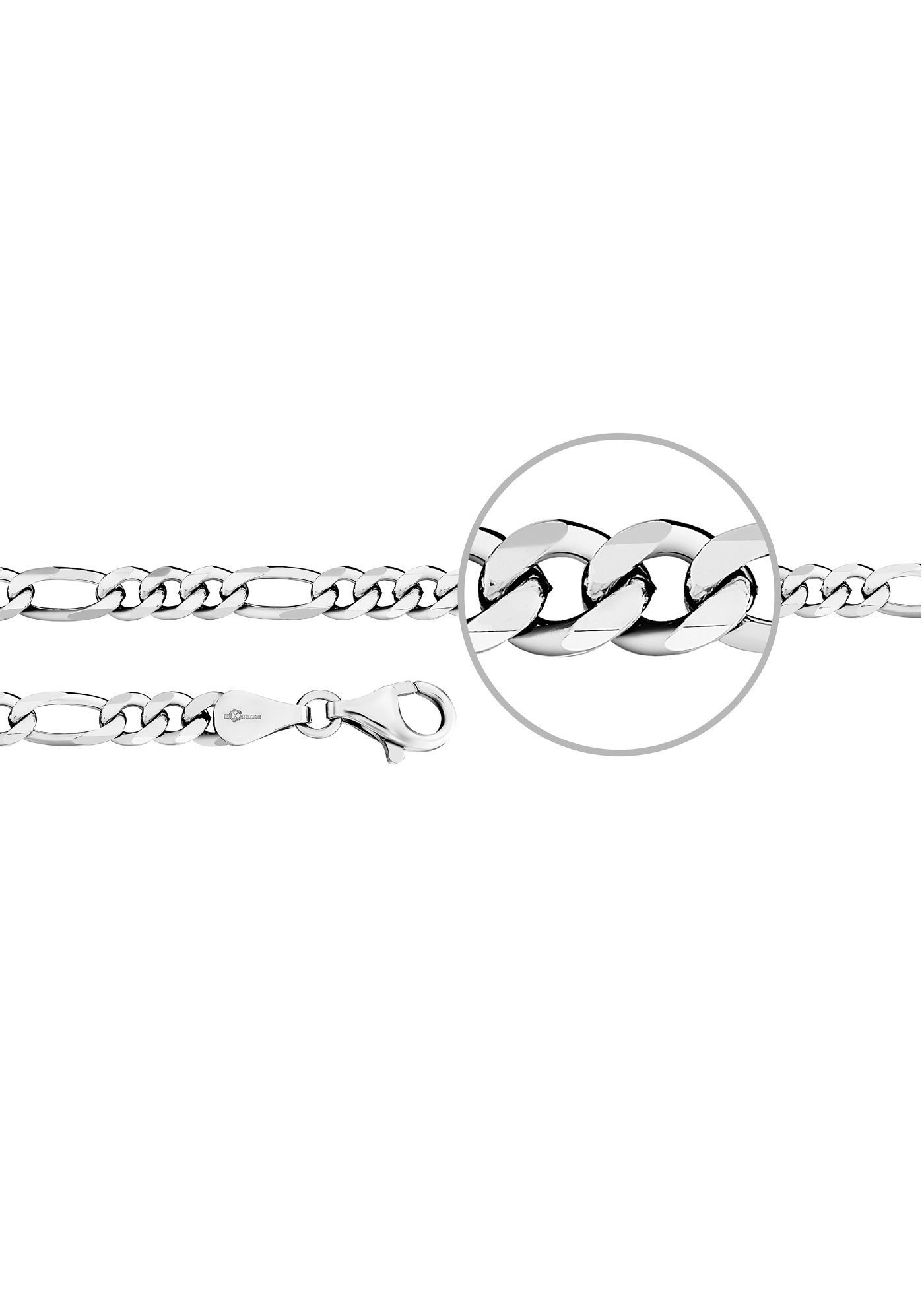 Der Kettenmacher Silberkette FIGAROKETTE, diamantiert, in mehreren Breiten erhältlich, F3, F4 silberfarben