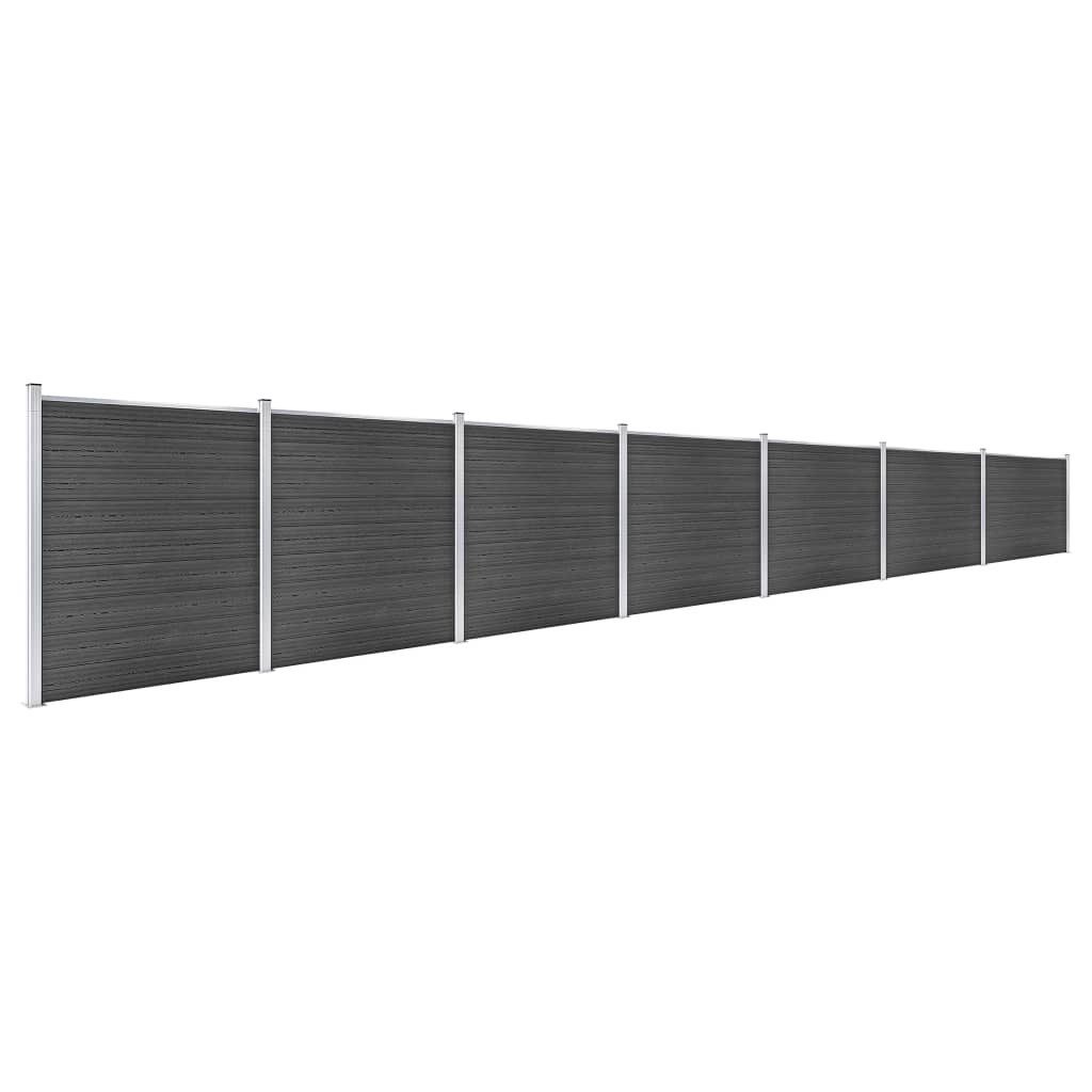 vidaXL Gartenzaun, Zaunelement Set WPC 1218x186 cm Schwarz