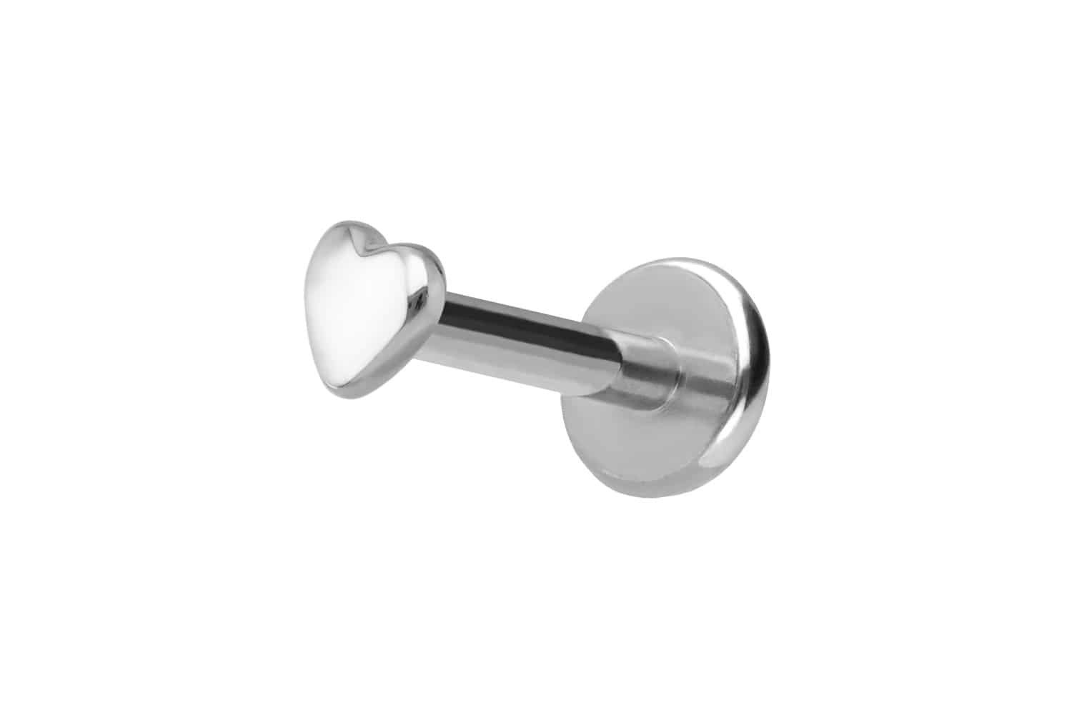 PIERCINGLINE Piercing-Set Titan Labret mit Innengewinde + 925er Silber Aufsatz HERZ (Labrets, 1-tlg)