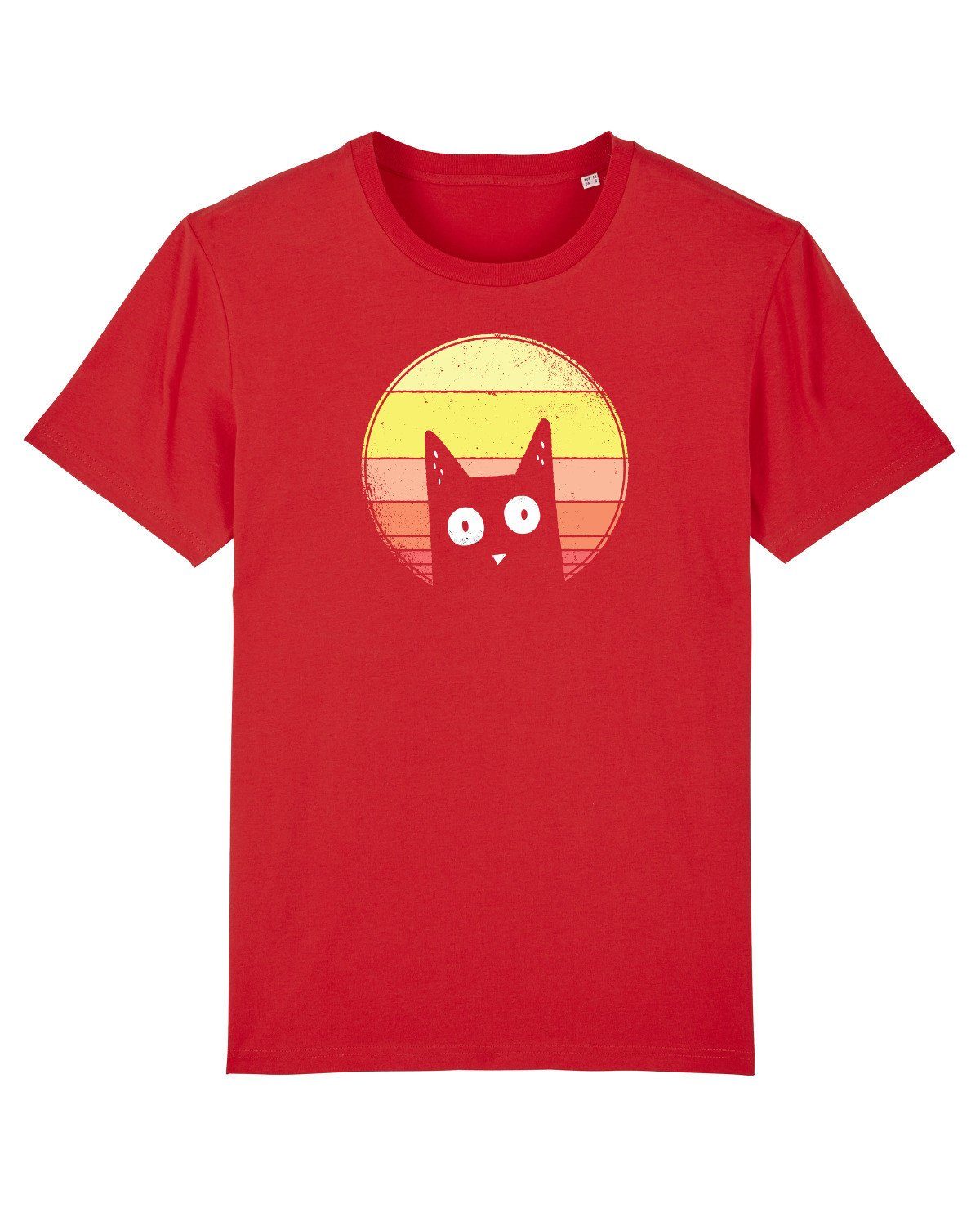 (1-tlg) Sunset Cat wat? rot Print-Shirt Apparel