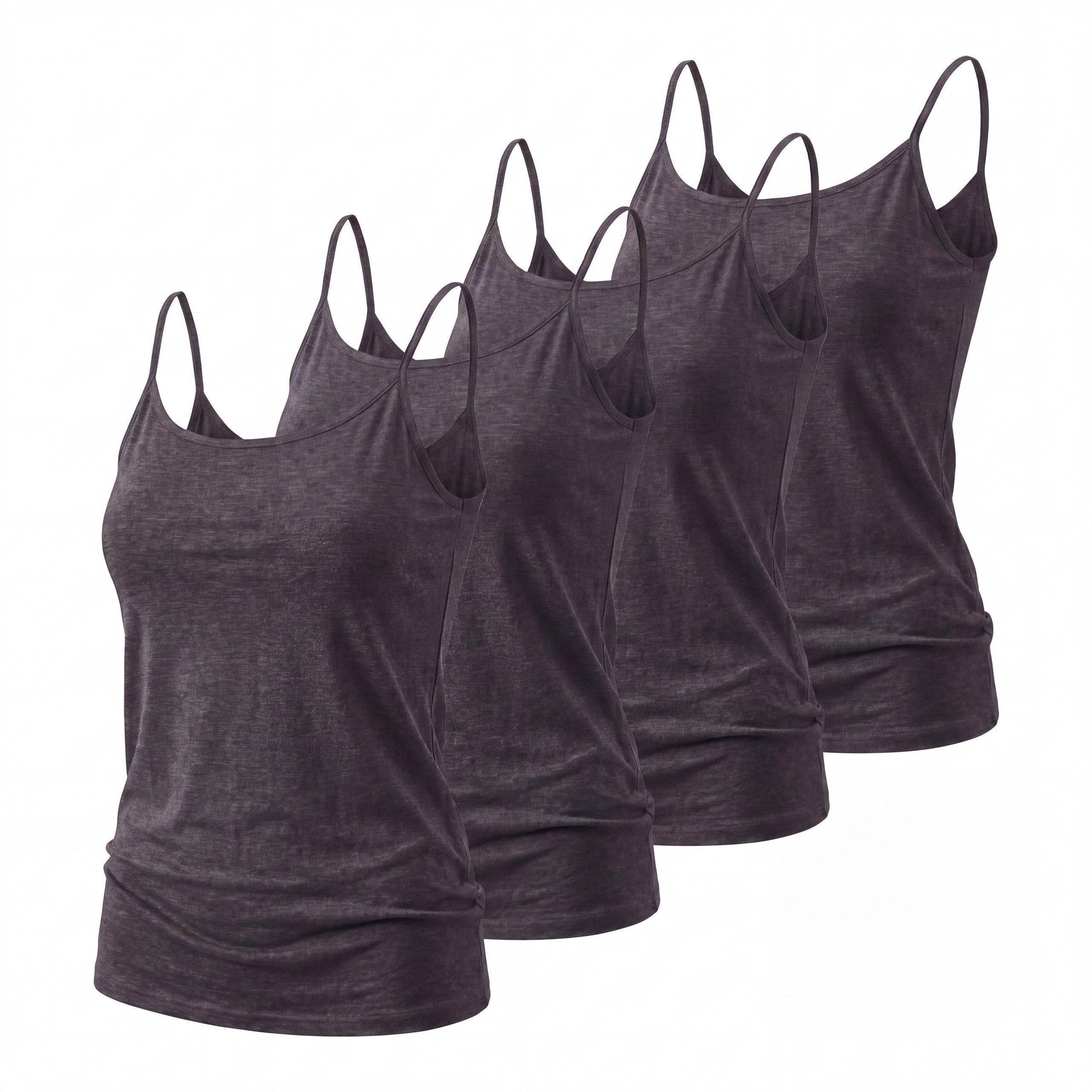 OriginalYou Trägertop Top 4er Set Damen Spaghettiträger-Top Basic Shirt in Unifarben, mit Rundhalsausschnitt