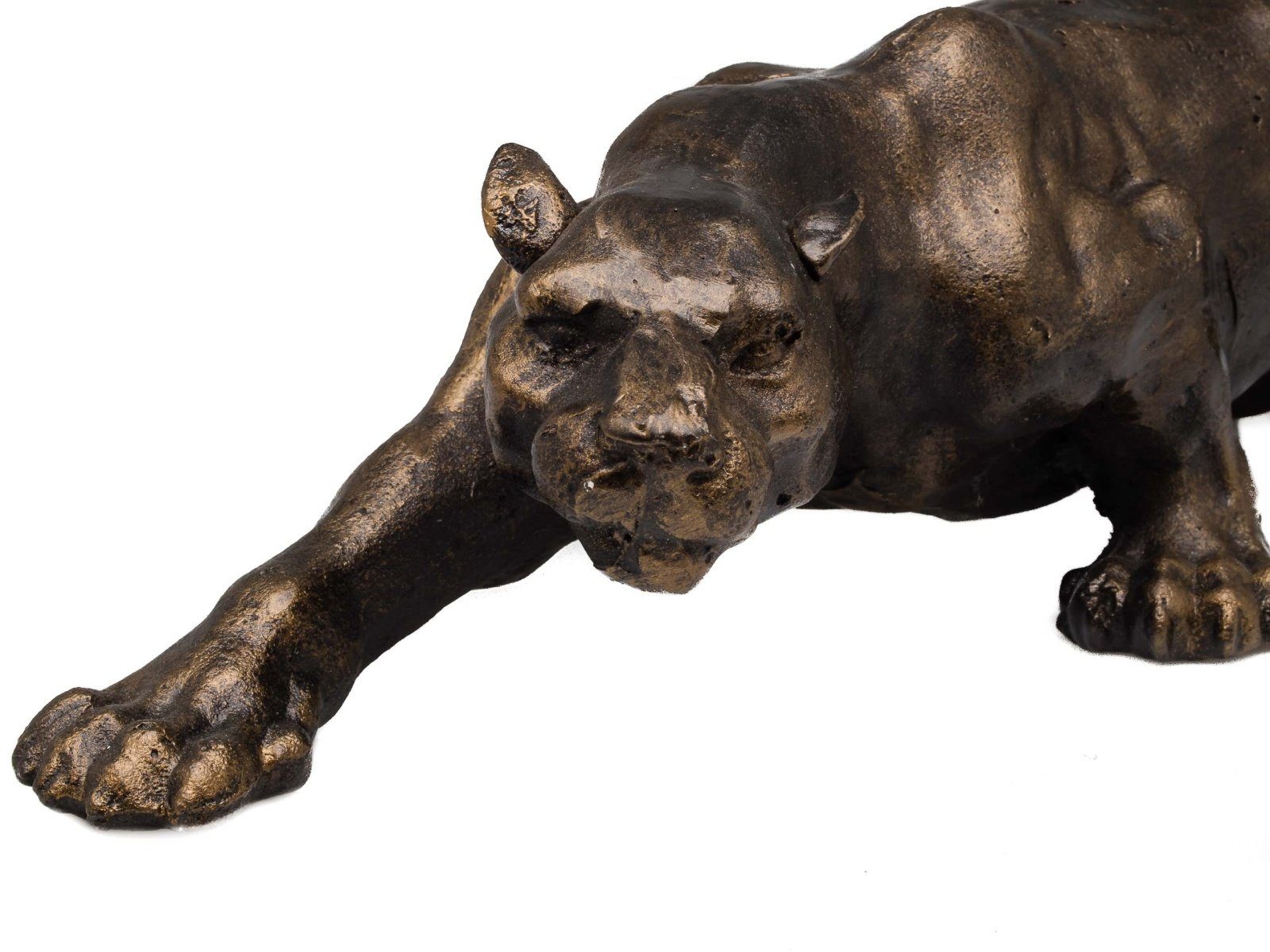 Aubaho Dekofigur Figur Panther Leopard Skulptur Bronze Optik Puma in Eisen Jaguar sculp