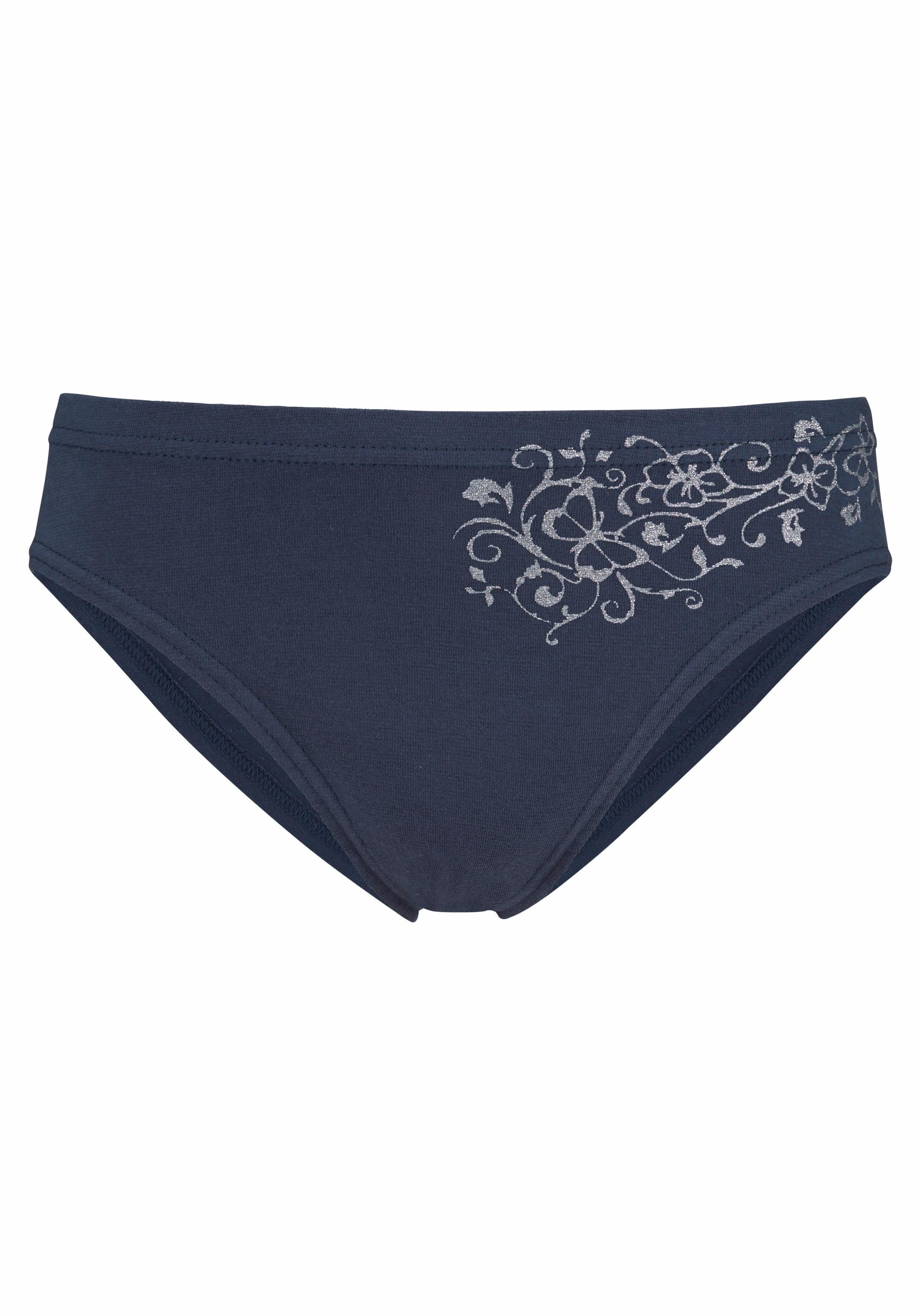 petite fleur Bikinislip (Packung, 4-St) schöner Basic für jeden Tag, mit floralem Glitzerdruck