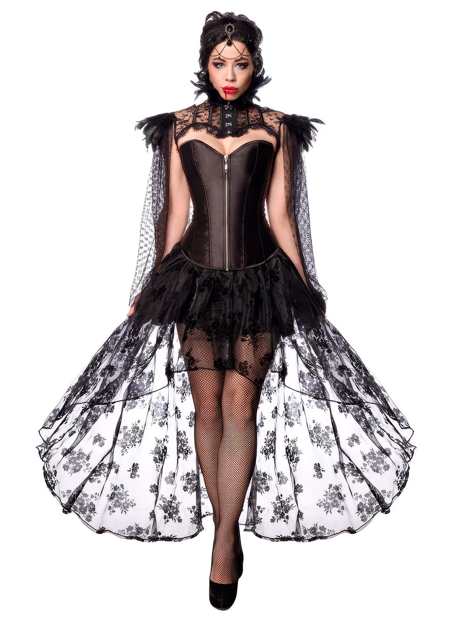 Metamorph Vampir-Kostüm Vampire Queen - Horror Halloween Kostüm Damen, Düster-romantisches Vampirkostüm für die Kreaturen der Nacht