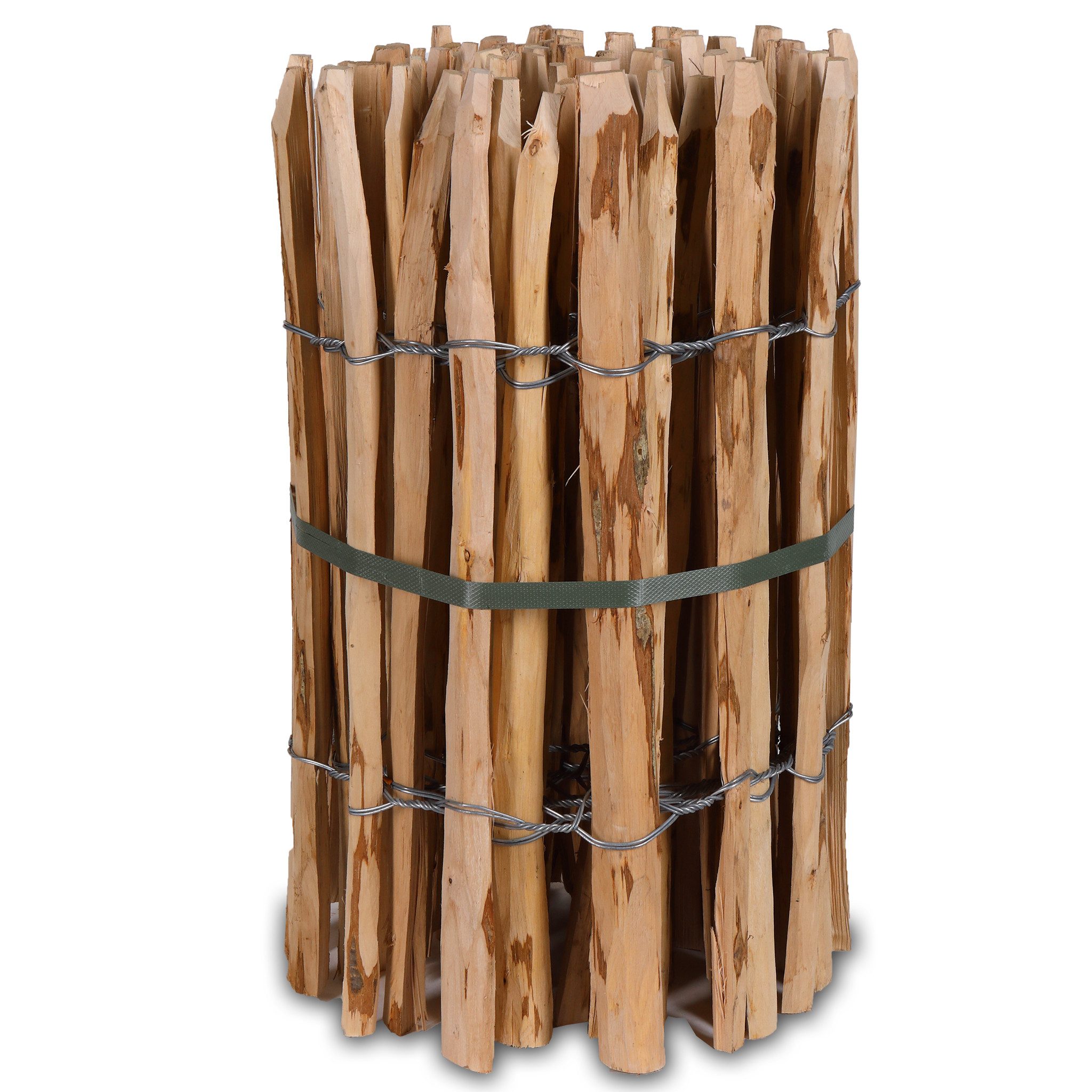 Home4Living Staketenzaun Staketenzäune 5m Holzzaun Teichumrandung Gartenzaun 7-9cm, Naturprodukt, witterungsbeständig, langlebig, unbehandelt