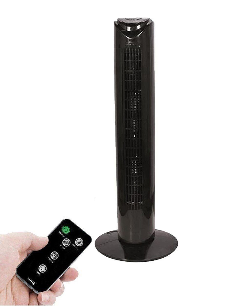 KESSMANN LENTZ Standventilator Ventilator mit Fernbedienung Timer Turmventilator 40m² Lüfter leise, Luftkühler Standventilator leise Klima Bodenventilator Oszillation schwarz