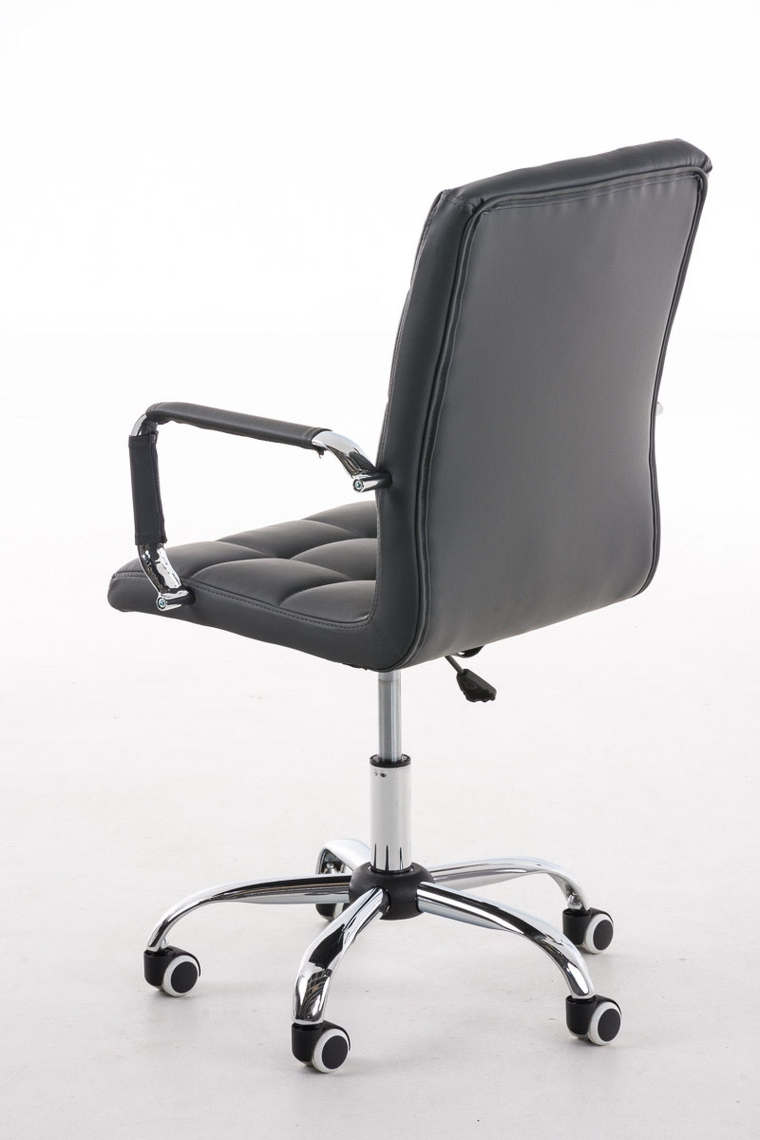 TPFLiving Bürostuhl Deal V2 Chefsessel), mit - Metall Gestell: (Schreibtischstuhl, Rückenlehne chrom Sitzfläche: Drehstuhl, Kunstleder grau Konferenzstuhl, bequemer